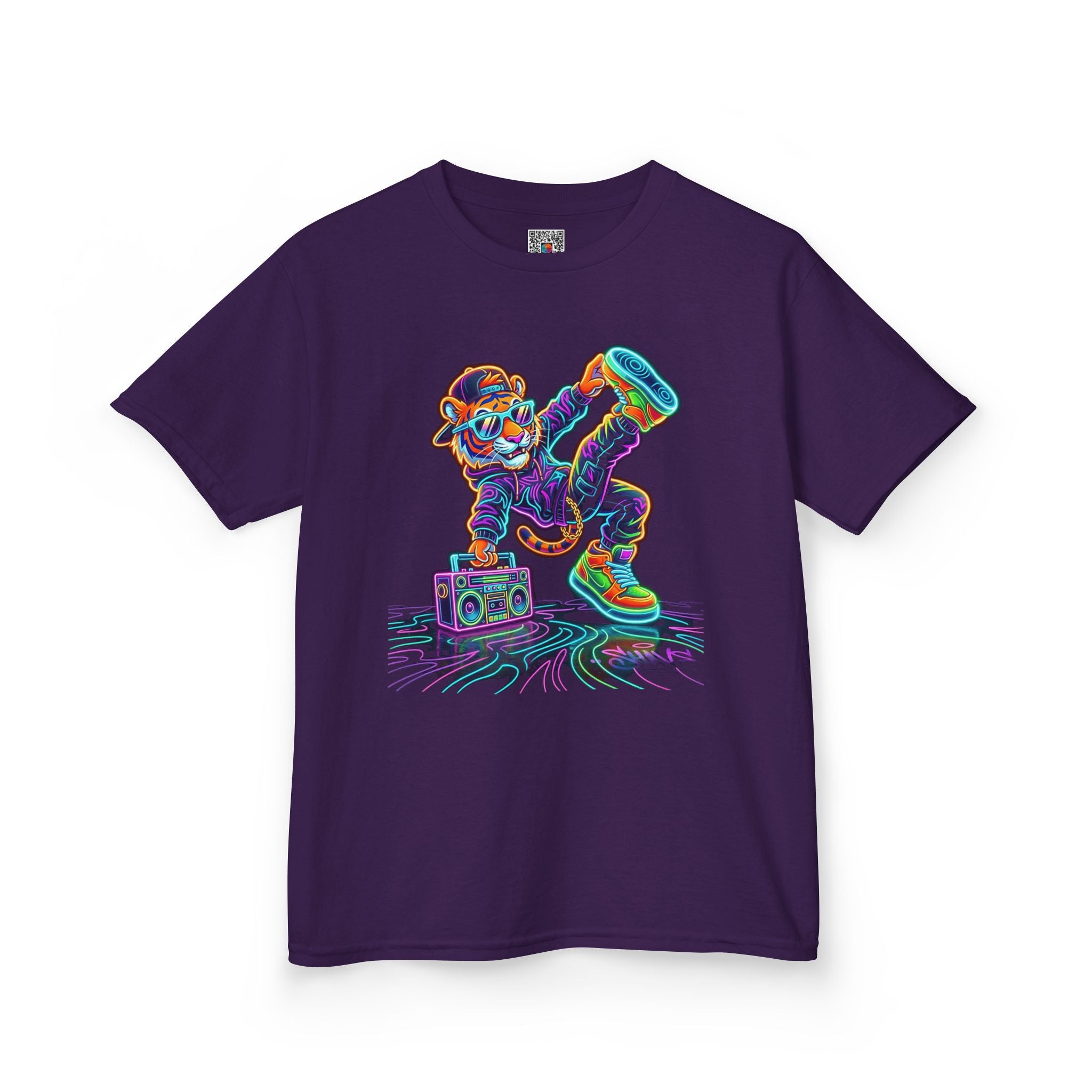 Kids Skateboard Neon Bear T-Shirt | Retro Glow Skateboarding Tee | Cr8tive Designs