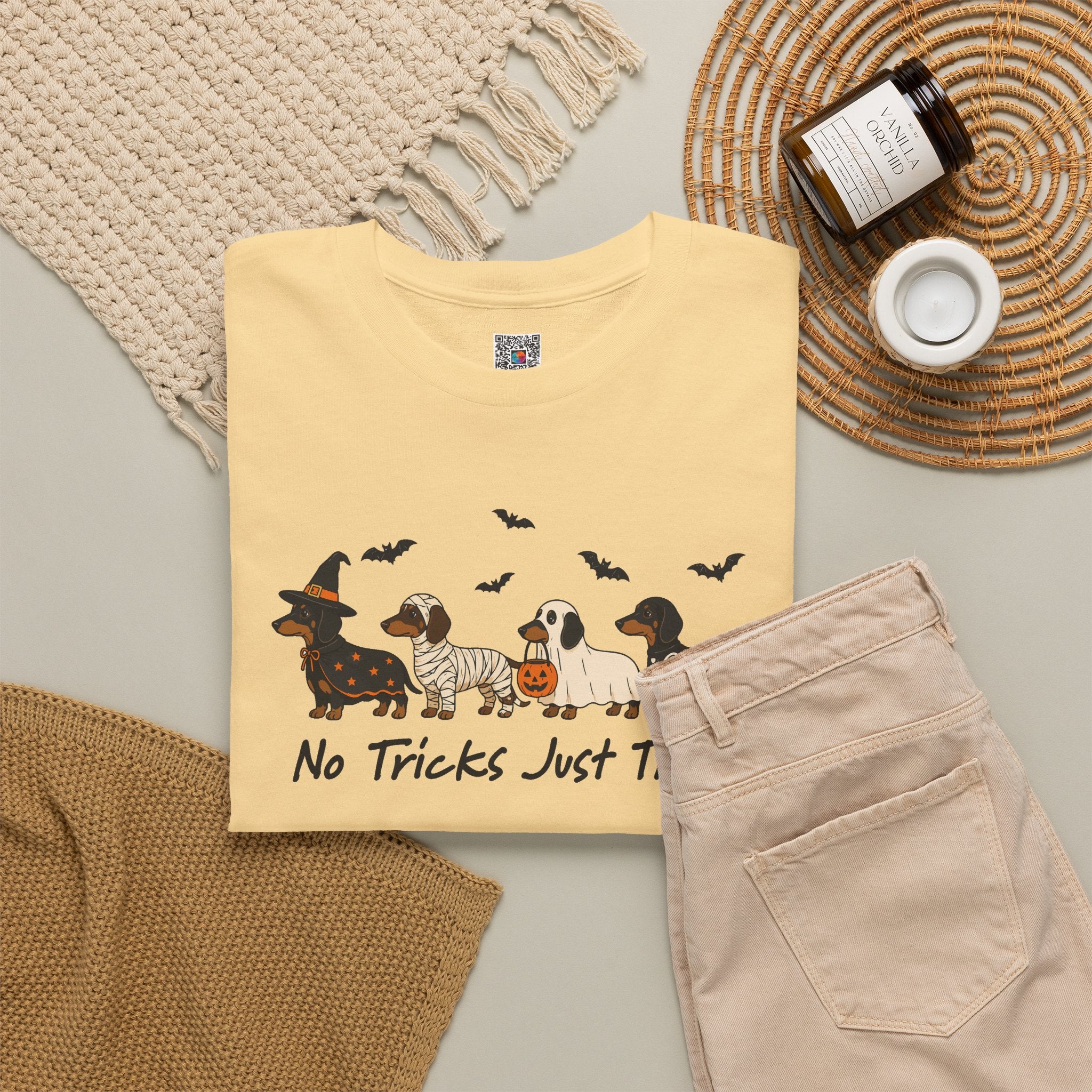No Tricks Just Treats Tee | Cute Halloween Dogs Graphic T-Shirt | Cr8tive Designs