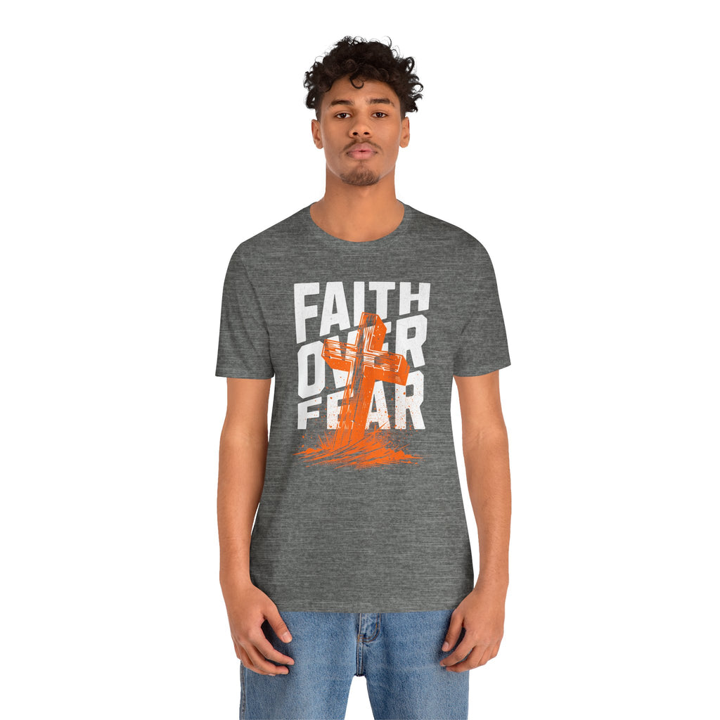 Faith Over Fear Tee | Christian Cross Inspirational Short Sleeve Shirt | Cr8tive Designs