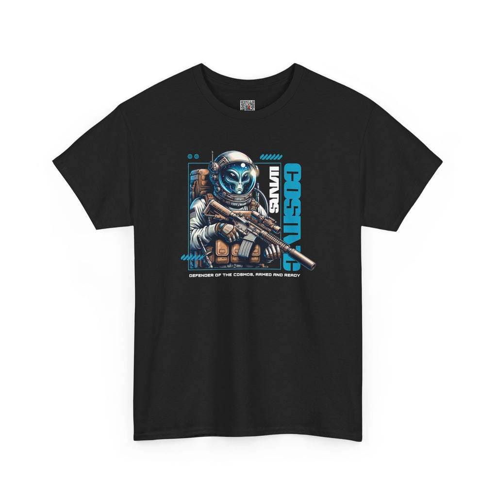 Cosmic Sentinel T-Shirt | Armed Alien Space Soldier Graphic Tee | Cr8tive Designs