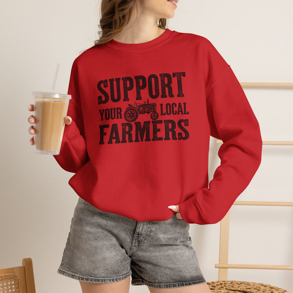 Support Your Local Farmers Sweatshirt | Rustic Tractor Agriculture Crewneck | Cr8tive Designs