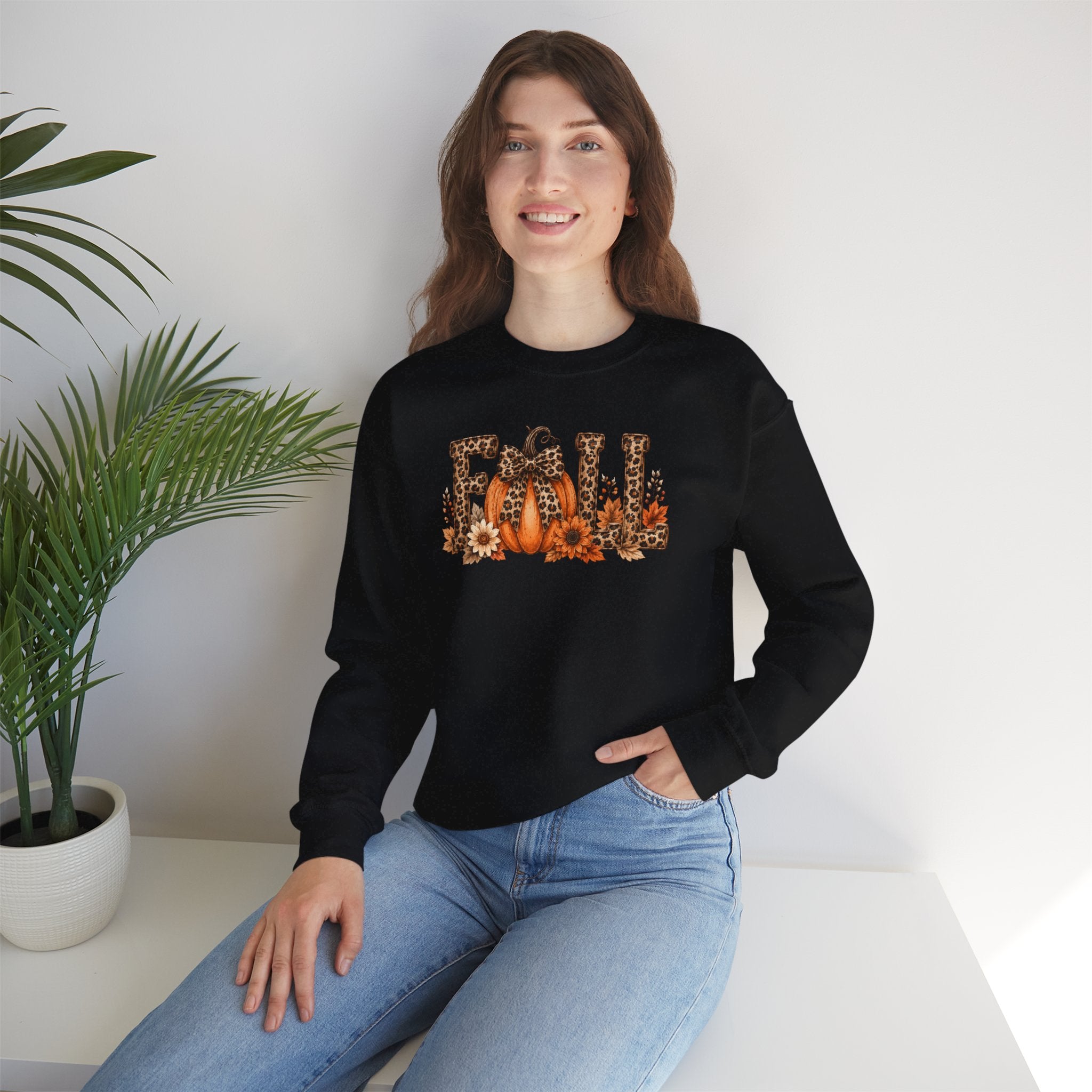 Leopard Fall Pumpkin Sweatshirt | Floral Autumn Lettering Crewneck | Cr8tive Designs