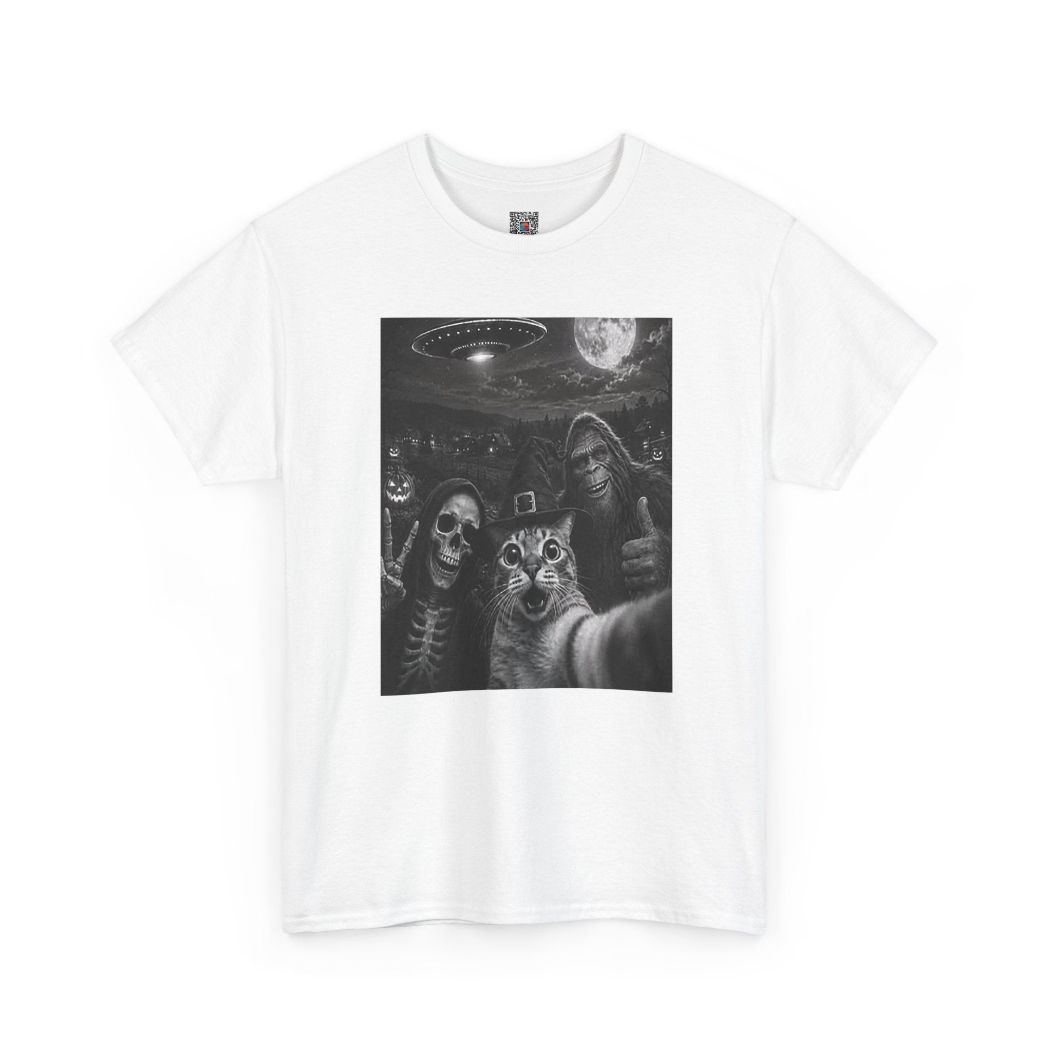 Spooky Squad Selfie Shirt | Funny Halloween Bigfoot Cat Alien Graphic Tee | Cr8tive Designs