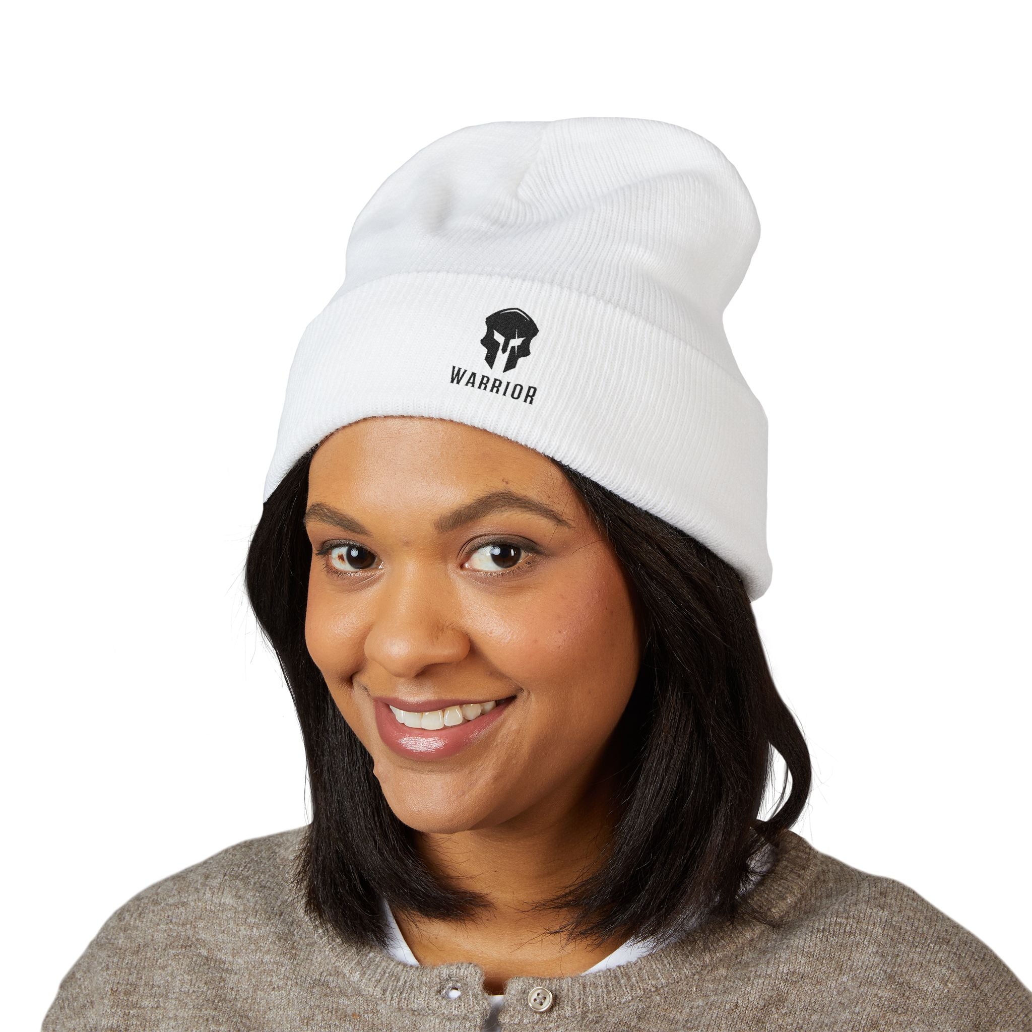 Warrior Skull Embroidered Cuffed Beanie/Cr8tive Designs