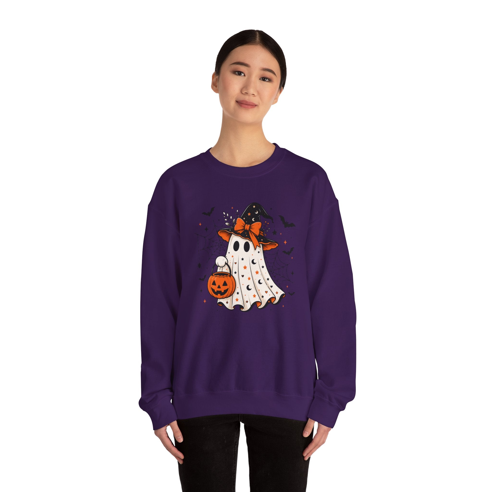 Trick or Treat Witch Ghost Sweatshirt | Spooky Season Halloween Crewneck | Cr8tive Designs