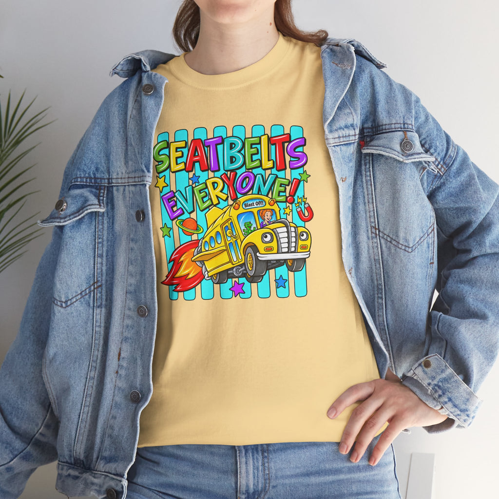 Seatbelts Everyone T-Shirt | Retro School Bus Graphic Tee | Cr8tive Designs