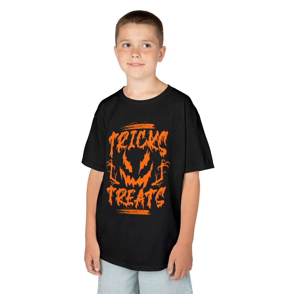 Kids Halloween Tee | 'Tricks & Treats' Spooky Jack-O'-Lantern Graphic | Cr8tive Designs