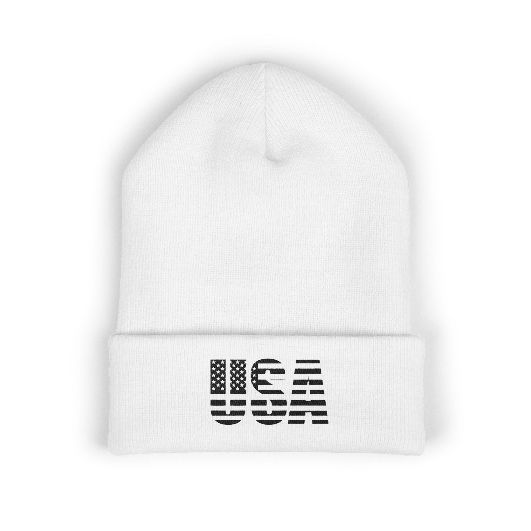 USA Flag Embroidered Cuffed Beanie