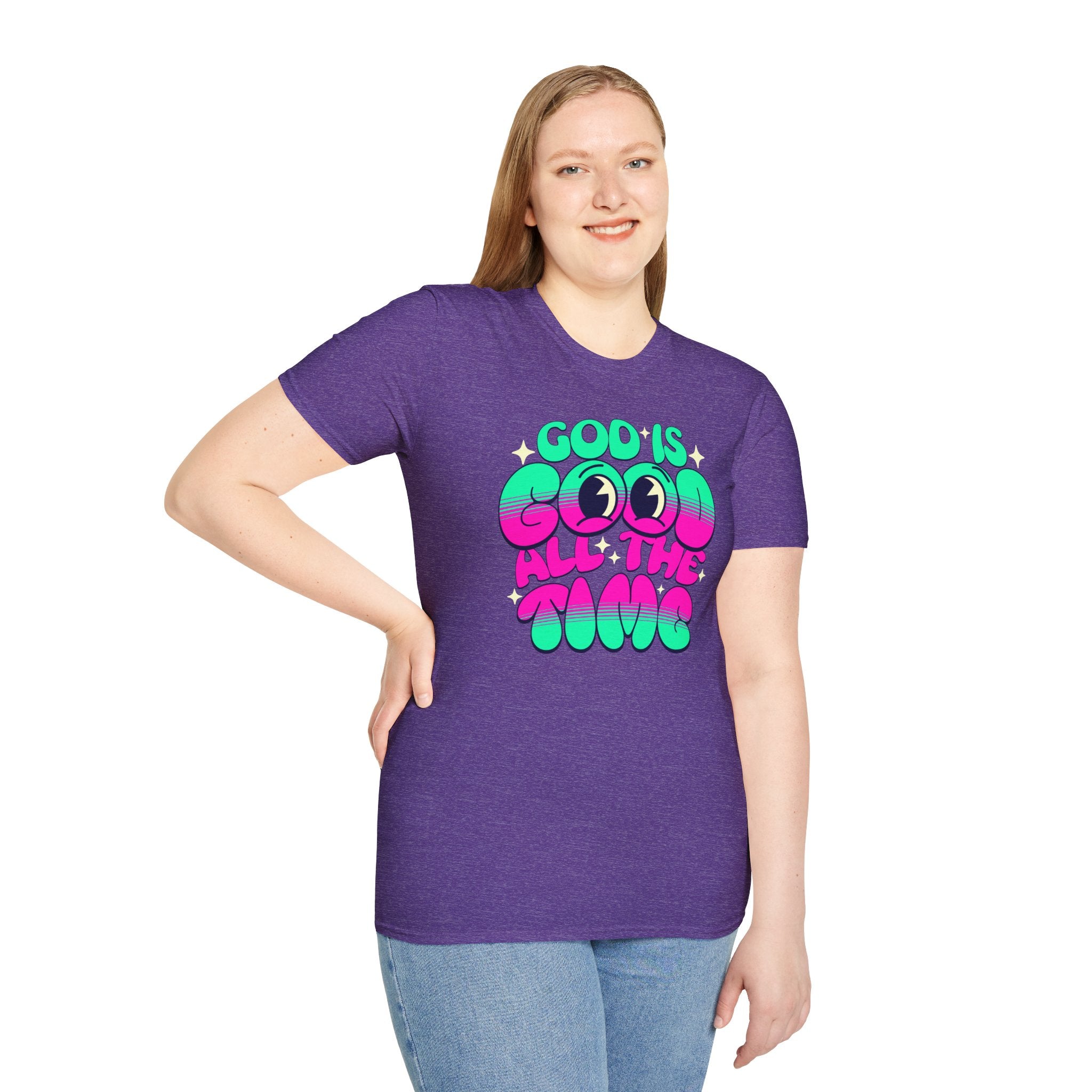 God Is Good All The Time T-Shirt | Retro Neon Faith Graphic Tee | Cr8tive Designs