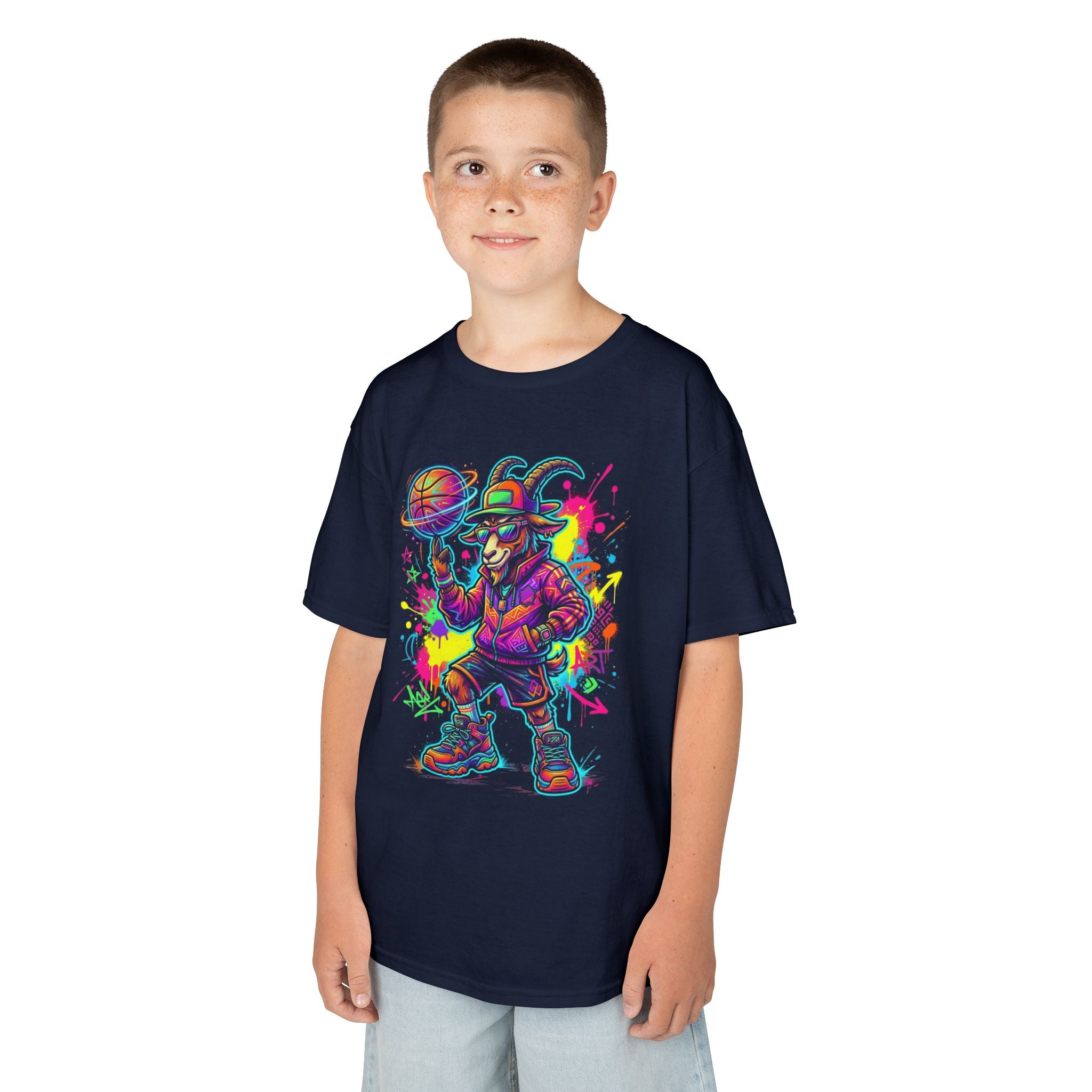 Kids Basketball Player Neon Splash T-Shirt | Cr8tive Designs