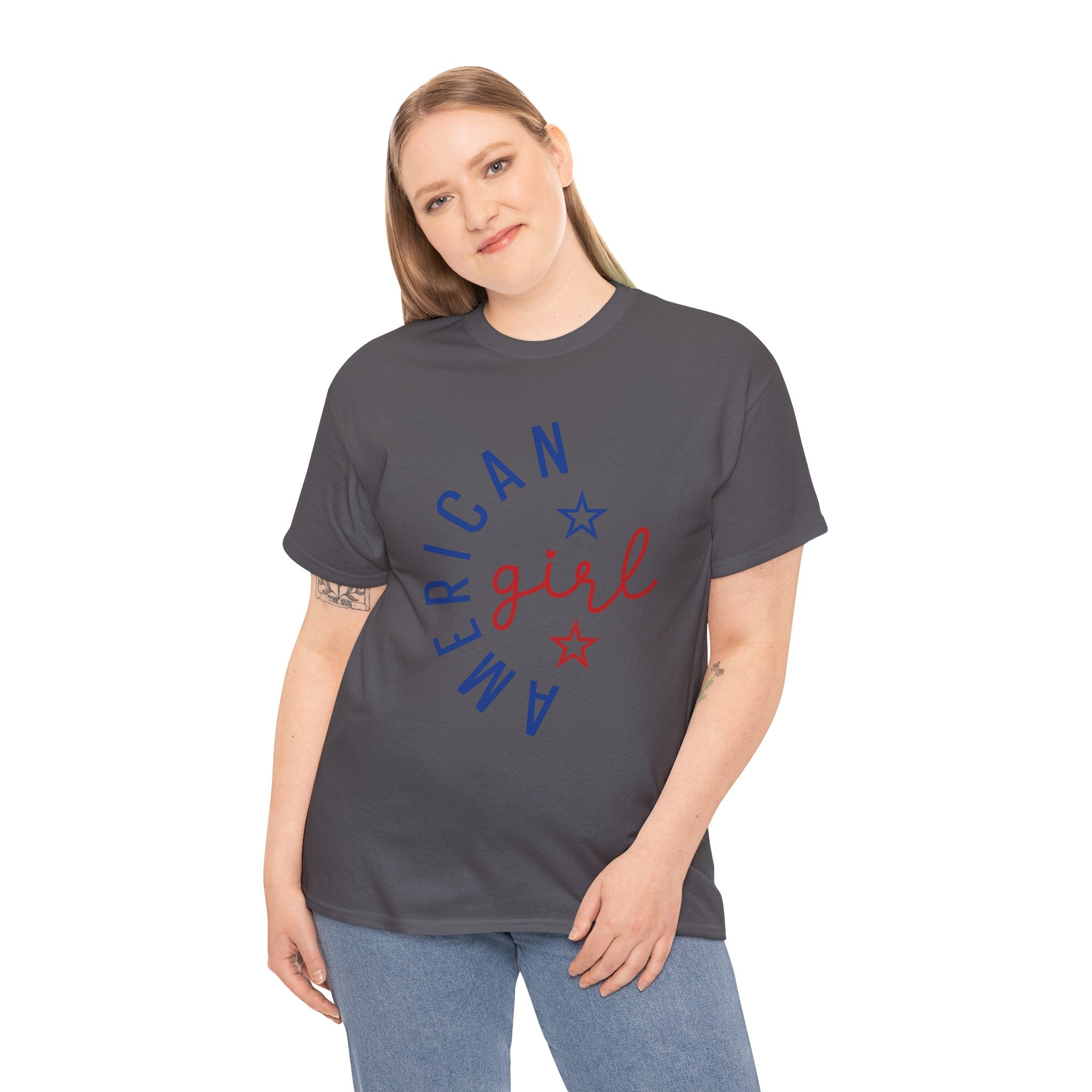 American Girl T-Shirt | Patriotic Red & Blue Star Tee| Cr8tive Designs