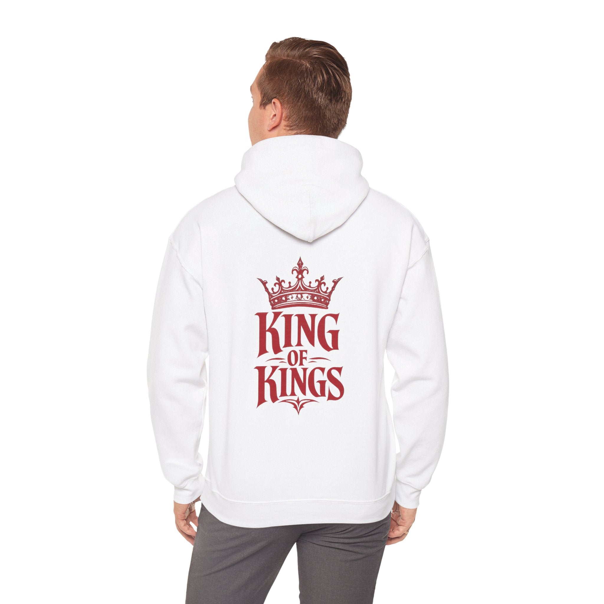King of Kings Hoodie — Red Crown Graphic Religious Pullover