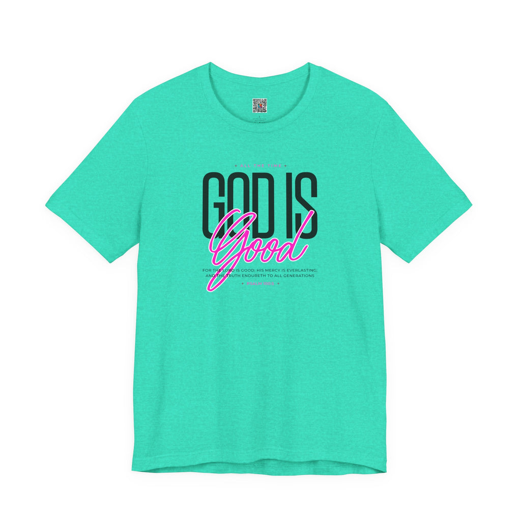 God Is Good T-Shirt | Faith Christian Tee with Pink Script | Cr8tive Designs