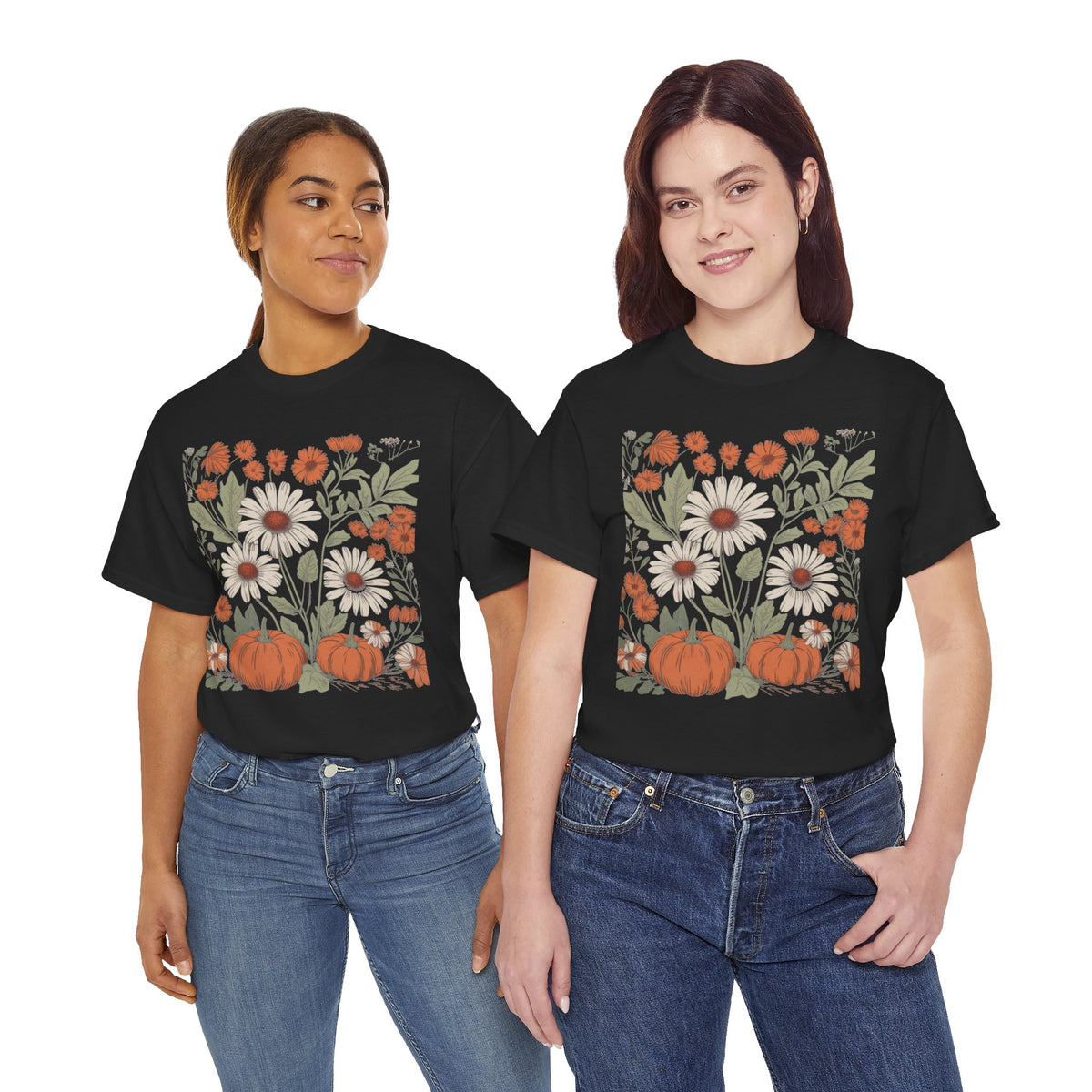 Vintage Floral Pumpkin Tee | Cottagecore Autumn Botanical Graphic T-Shirt | Cr8tive Designs