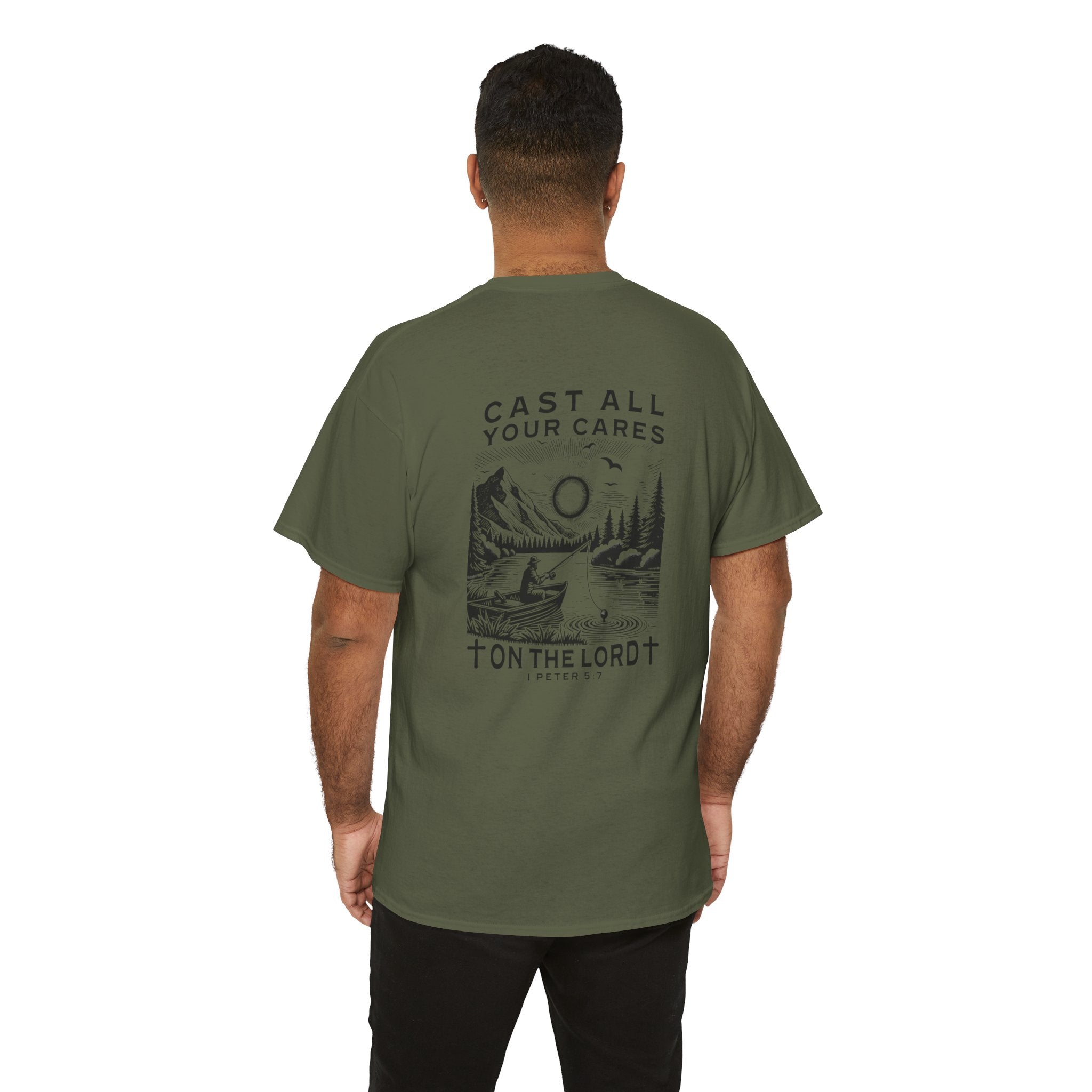 Cast All Your Cares T-Shirt — Faith-Inspired Outdoor Graphic Tee