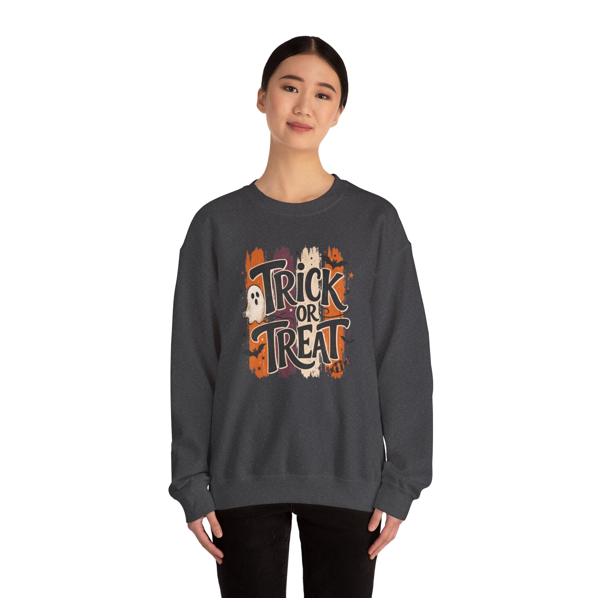 Trick or Treat Sweatshirt | Retro Halloween Ghost Graphic Crewneck | Cr8tive Designs