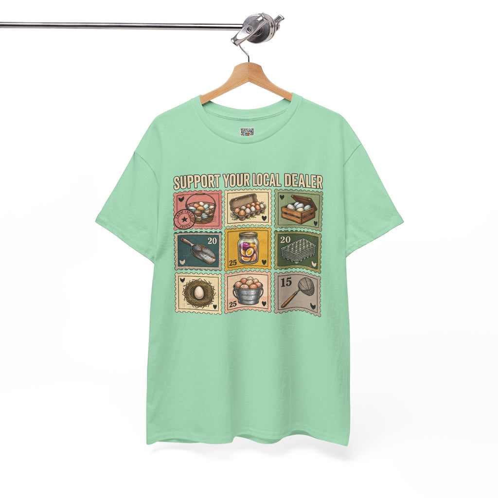 Support Your Local Dealer Fresh Eggs T-Shirt | Funny Chicken Farm Graphic Tee | Cr8tive Designs