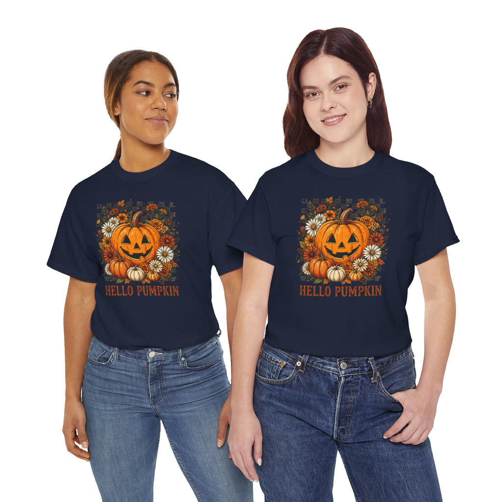 Hello Pumpkin Tee | Retro Halloween Floral Graphic T-Shirt | Cr8tive Designs