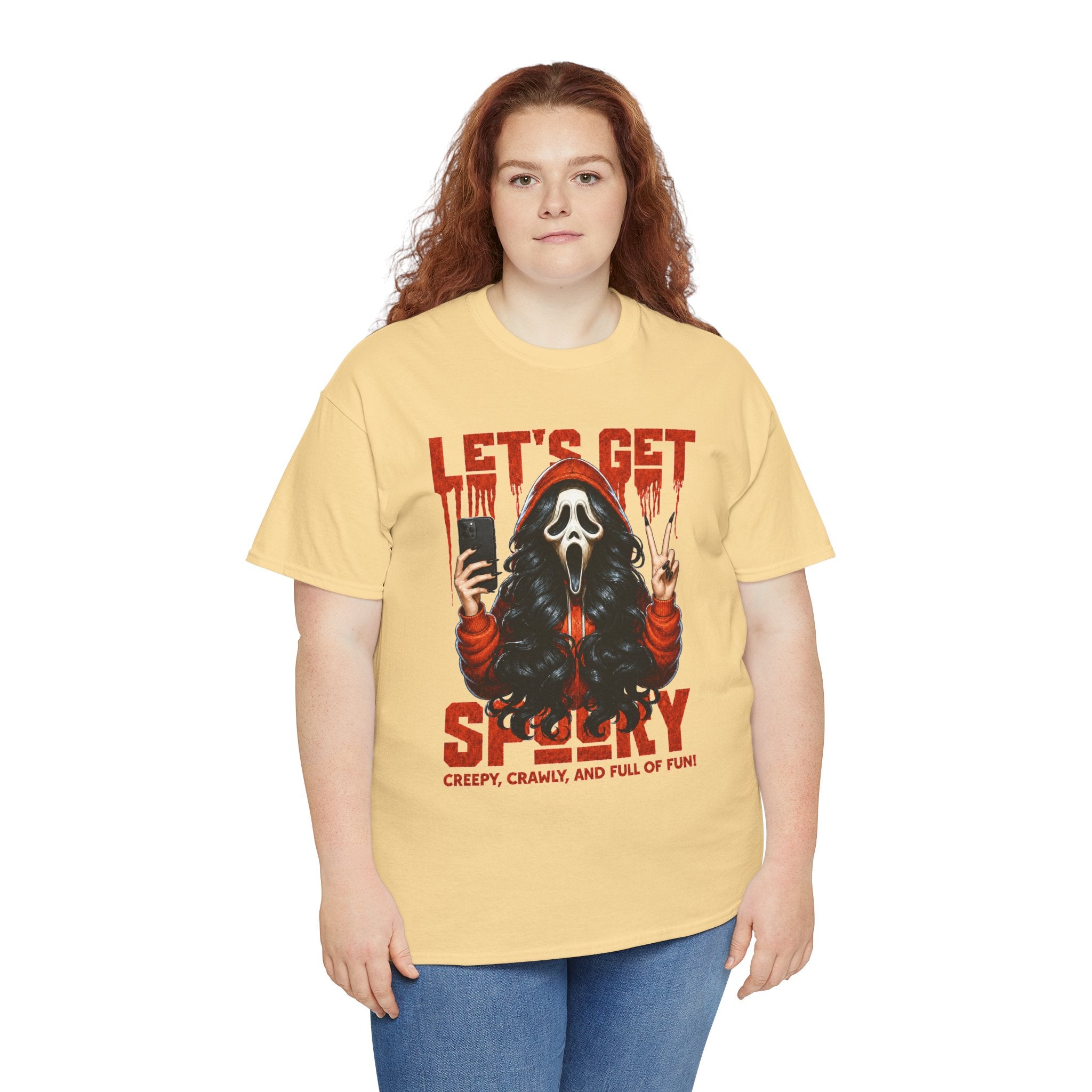 Let's Get Spooky Ghostface Selfie T-Shirt | Halloween Horror Graphic Tee | Cr8tive Designs