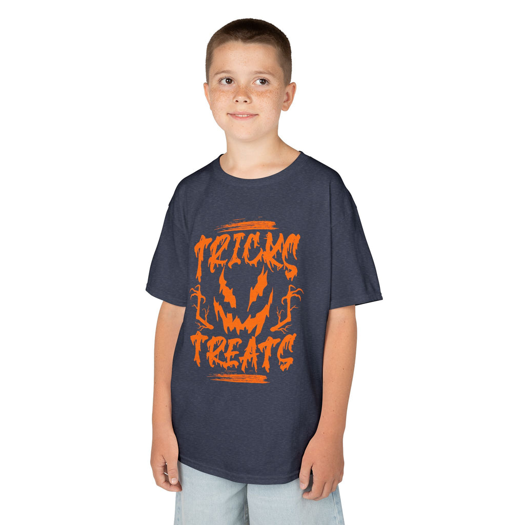 Kids Halloween Tee | 'Tricks & Treats' Spooky Jack-O'-Lantern Graphic | Cr8tive Designs