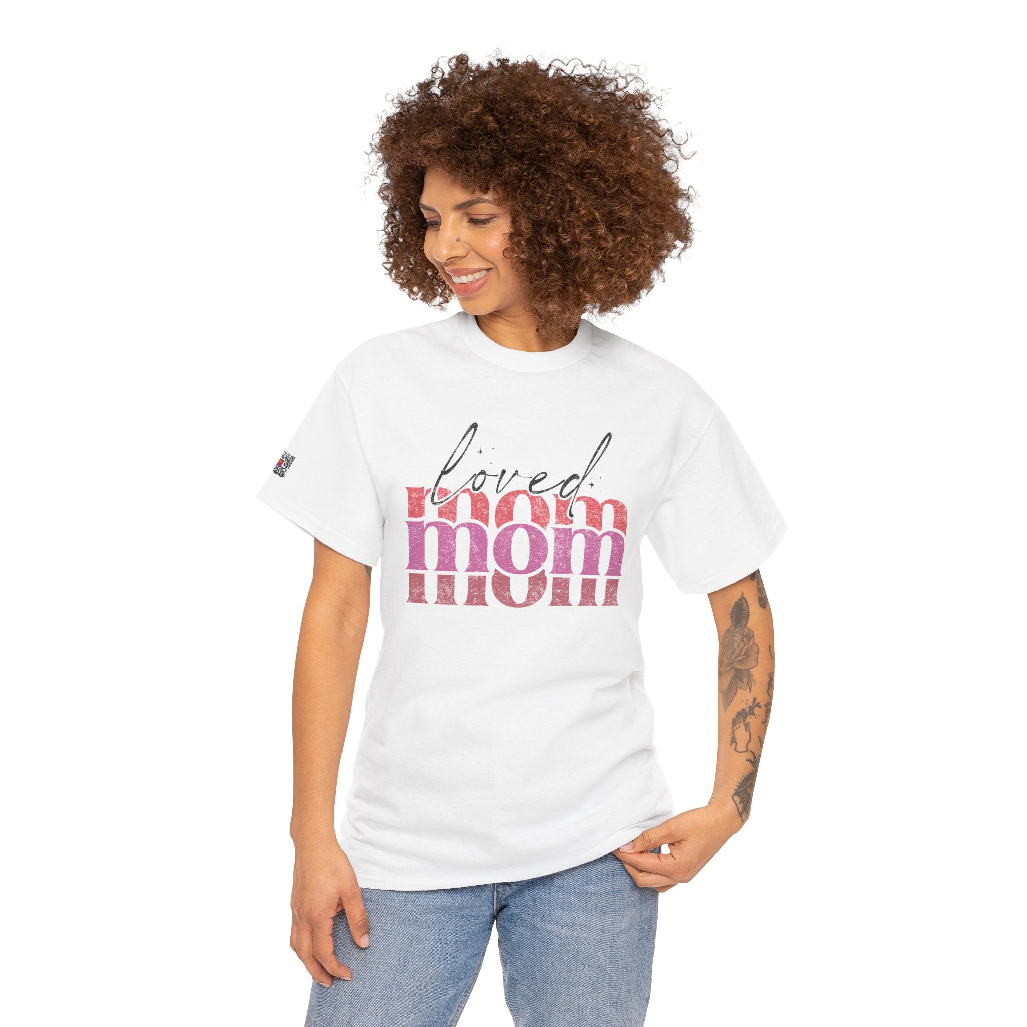 LOVED MOM GRAPHIC T-SHIRT | INSPIRATIONAL MOTHERHOOD TEE | STACKED RETRO DESIGN | CR8TIVE DESIGNS