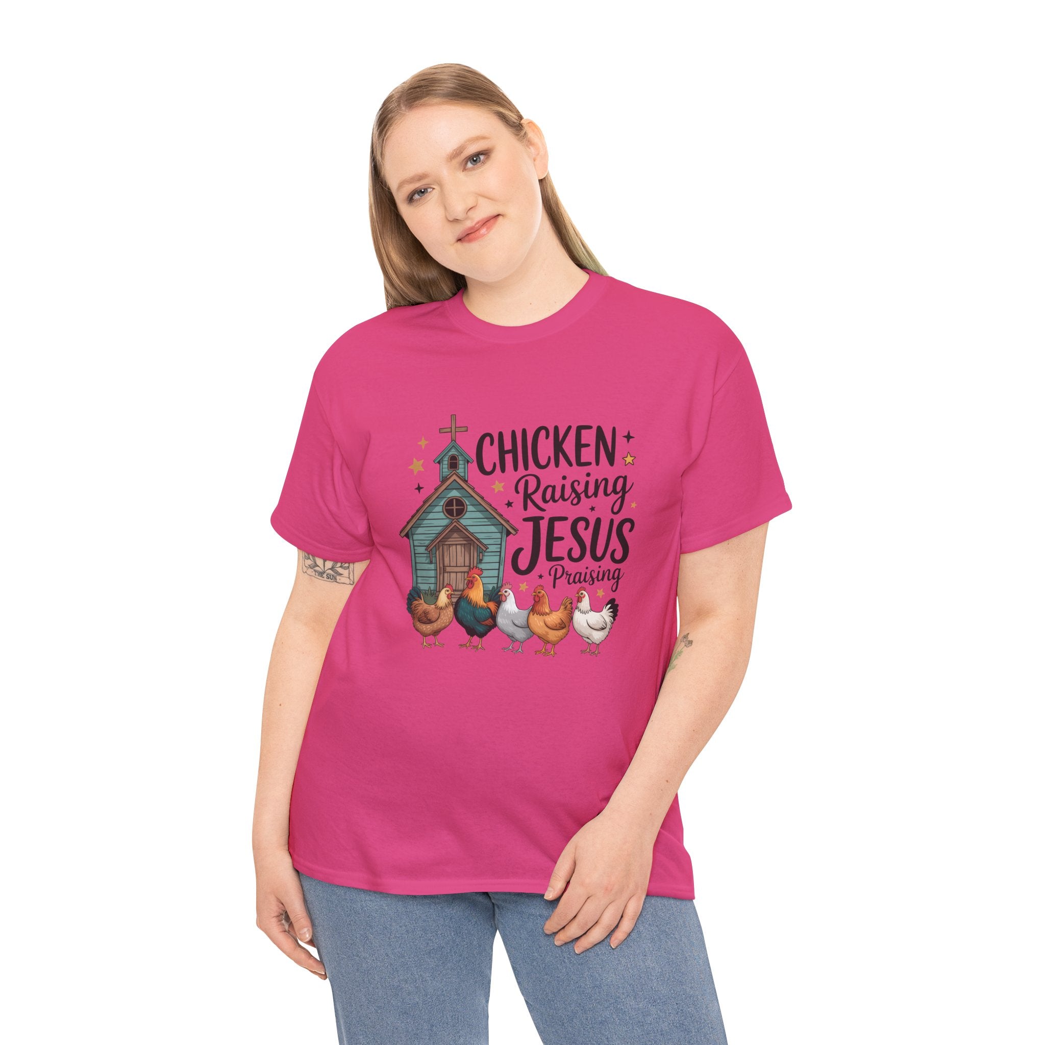 Chicken Raising, Jesus Praising | Farm Faith Shirt | Cr8tive Designs