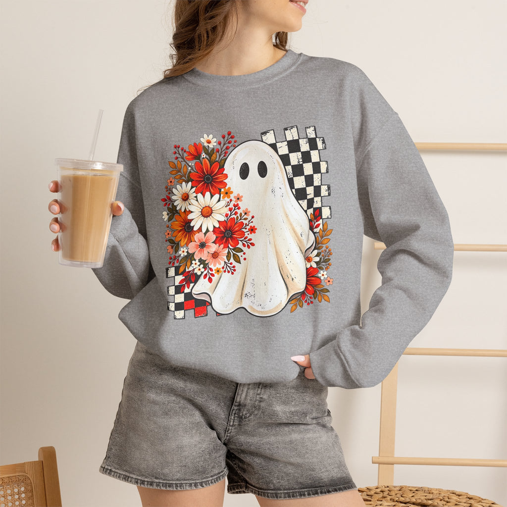 Floral Ghost Sweatshirt | Spooky Season Halloween Crewneck | Cr8tive Designs
