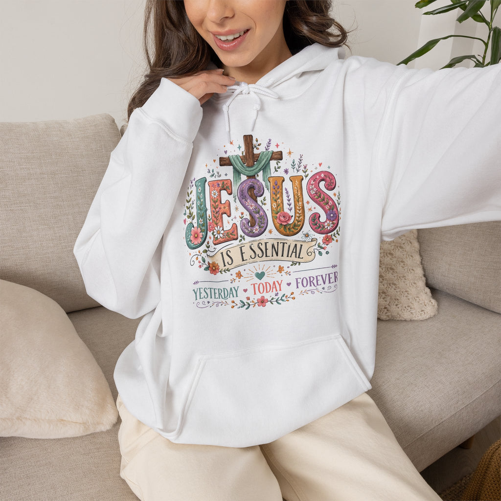 Jesus Is Essential | Floral Christian Faith Hoodie | Cr8tive Designs