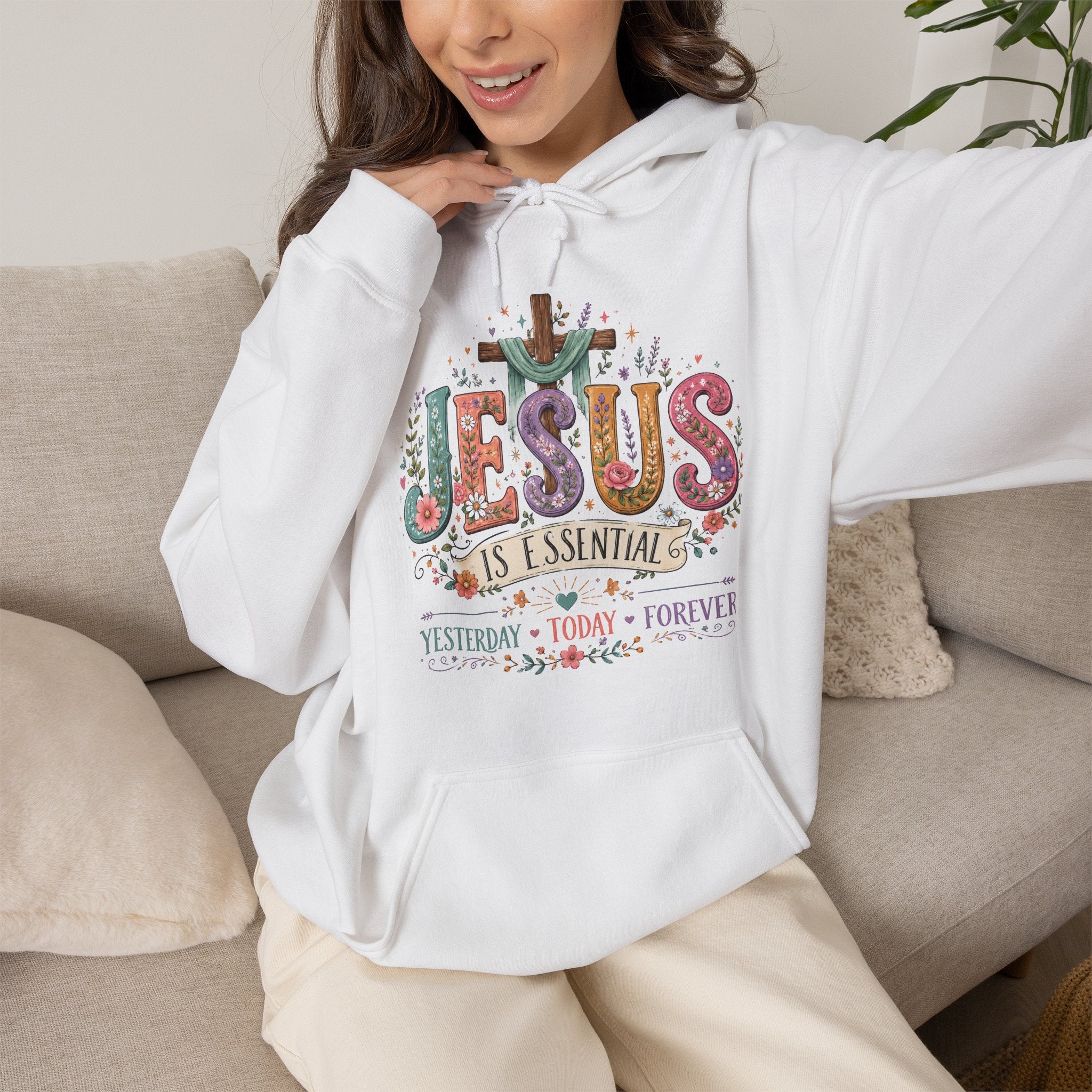 Jesus Is Essential | Floral Christian Faith Hoodie | Cr8tive Designs