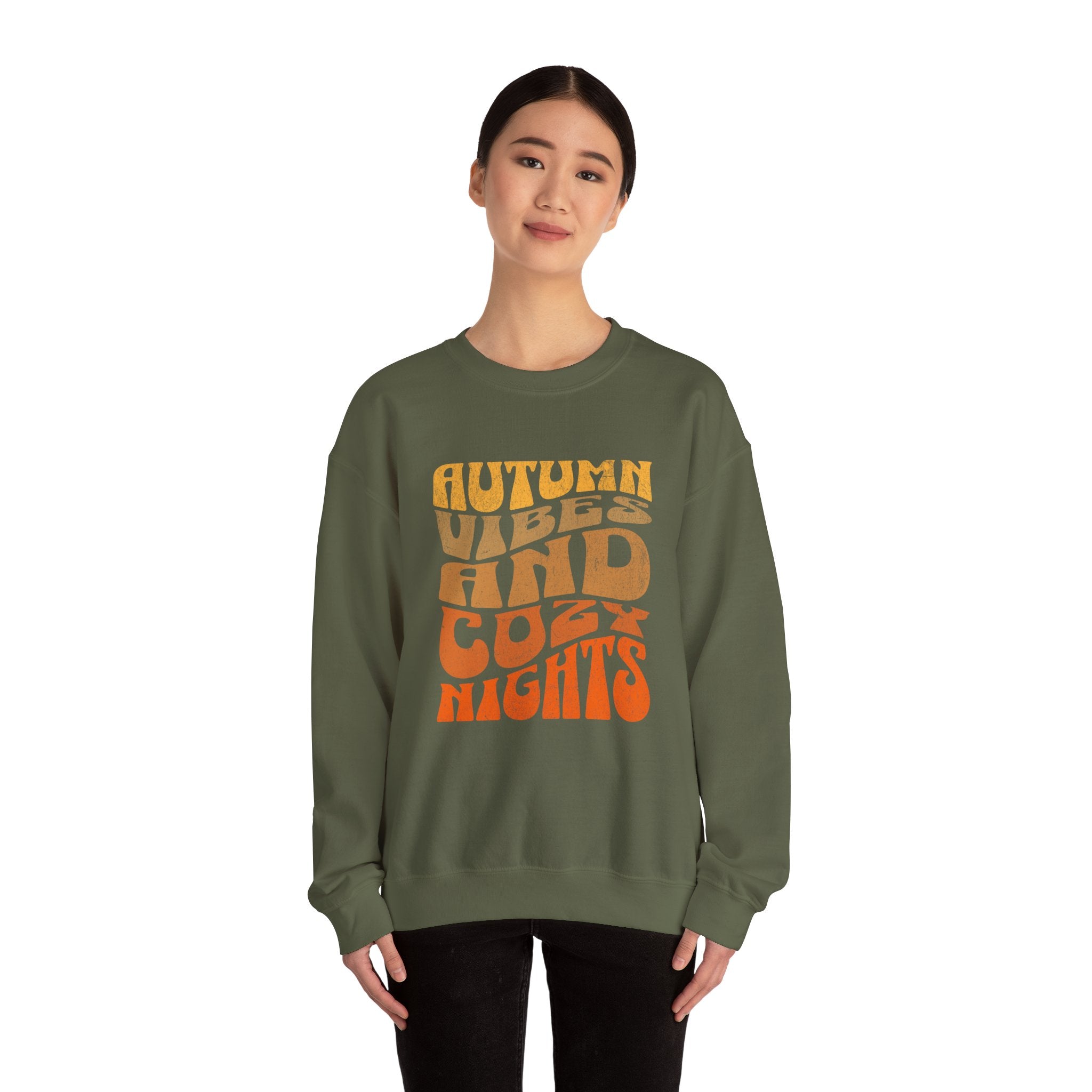 Autumn Vibes and Cozy Nights Sweatshirt | Retro Wavy Fall Crewneck | Cr8tive Designs