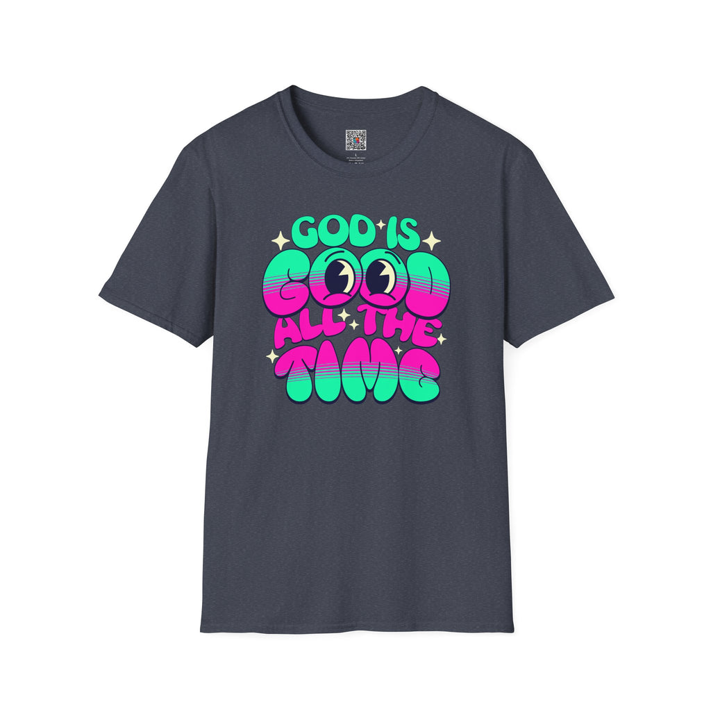 God Is Good All The Time T-Shirt | Retro Neon Faith Graphic Tee | Cr8tive Designs