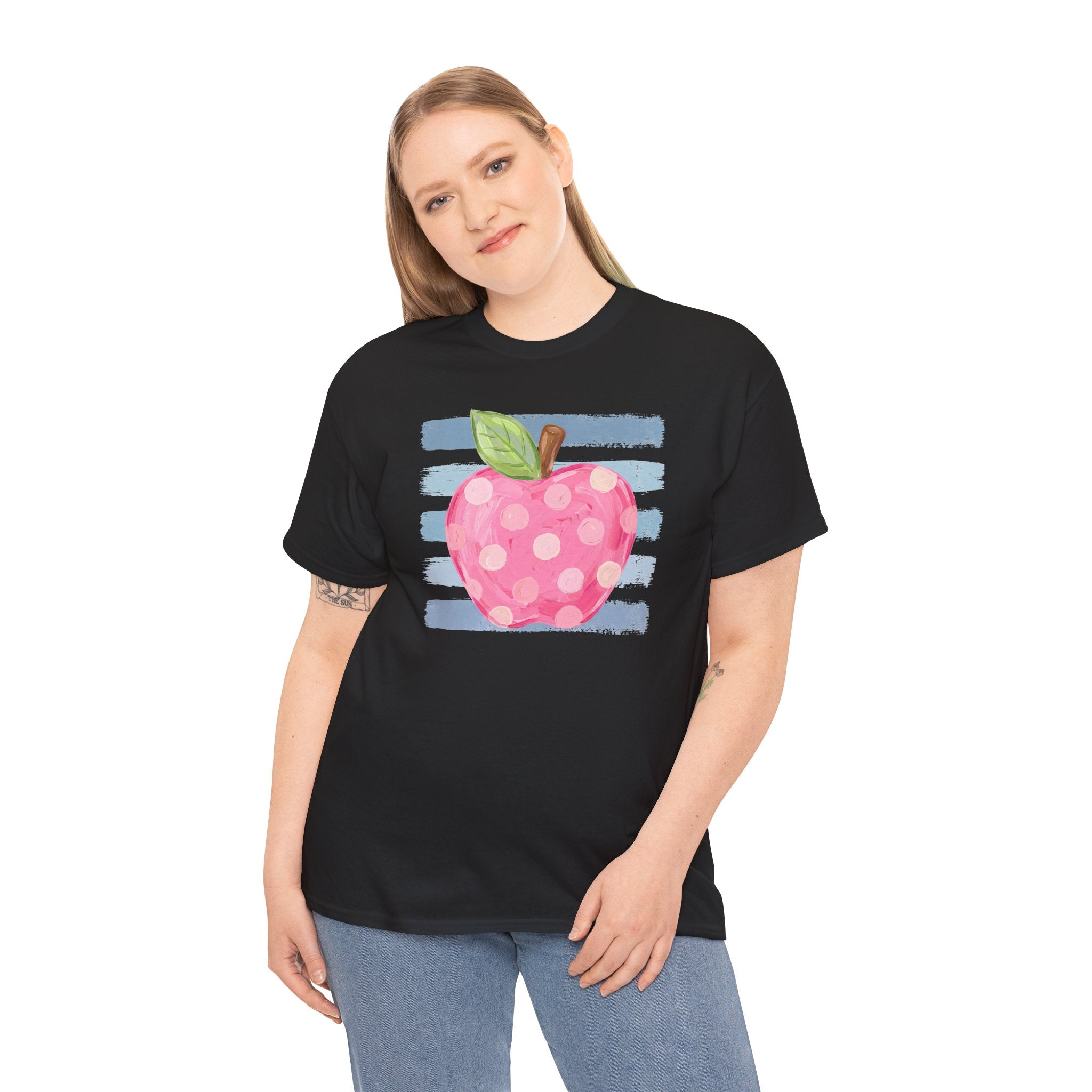 Pink Polka Dot Apple | Teacher Graphic T-Shirt | Cr8tive Designs