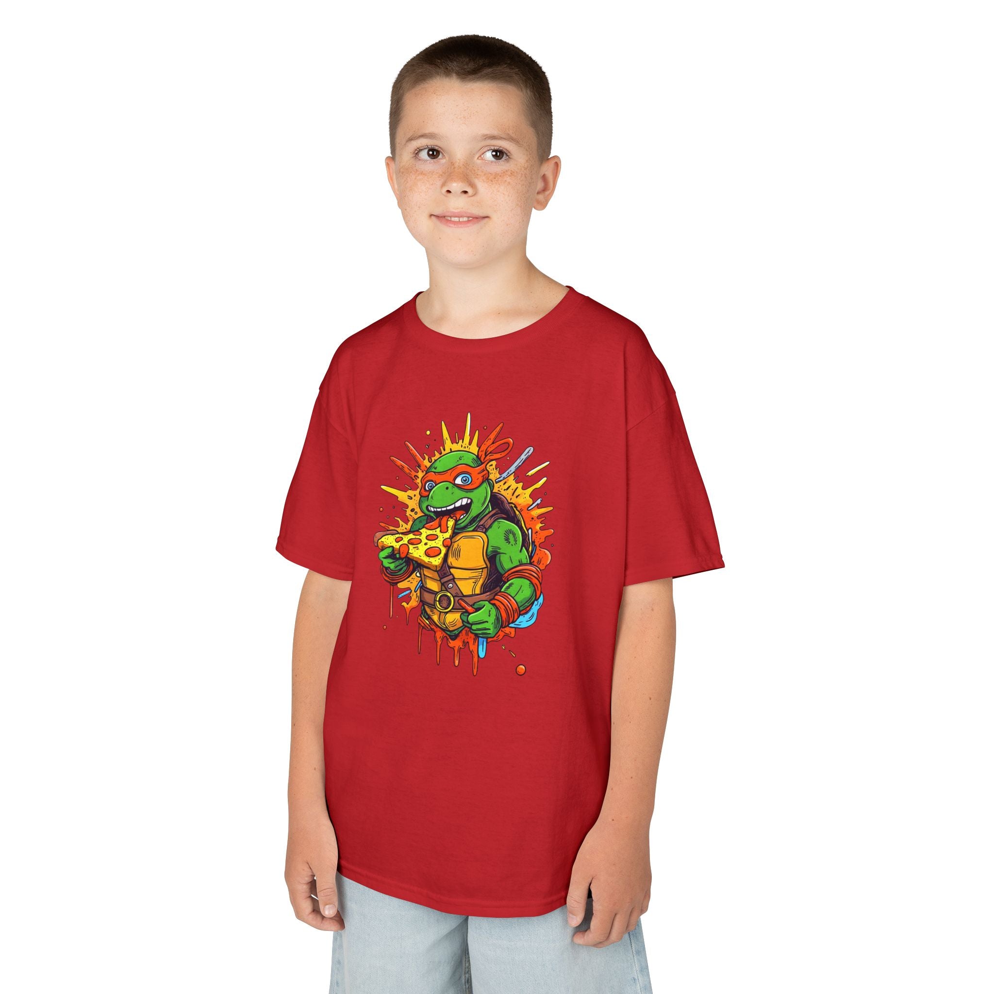 Pizza-Loving Ninja Turtle Youth Tee | Colorful Comic-Inspired T-Shirt | Cr8tive Designs