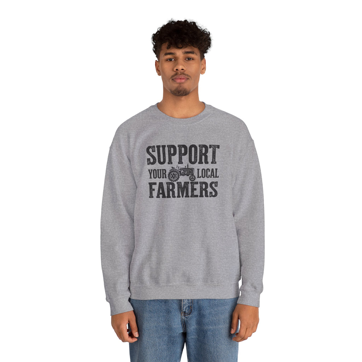 Support Your Local Farmers Sweatshirt | Rustic Tractor Agriculture Crewneck | Cr8tive Designs