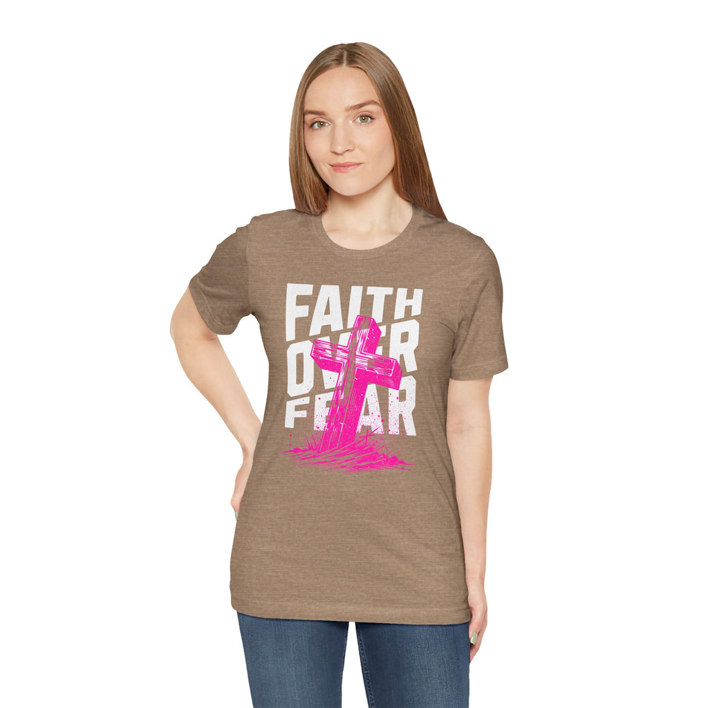 Faith Over Fear T-Shirt | Pink Cross Christian Tee | Cr8tive Designs