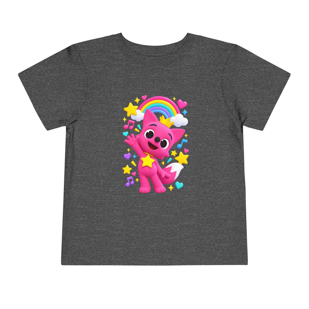 Pink Fox with Rainbow Toddler Shirt | Cute Cartoon Music & Stars Kids Tee | Cr8tive Designs