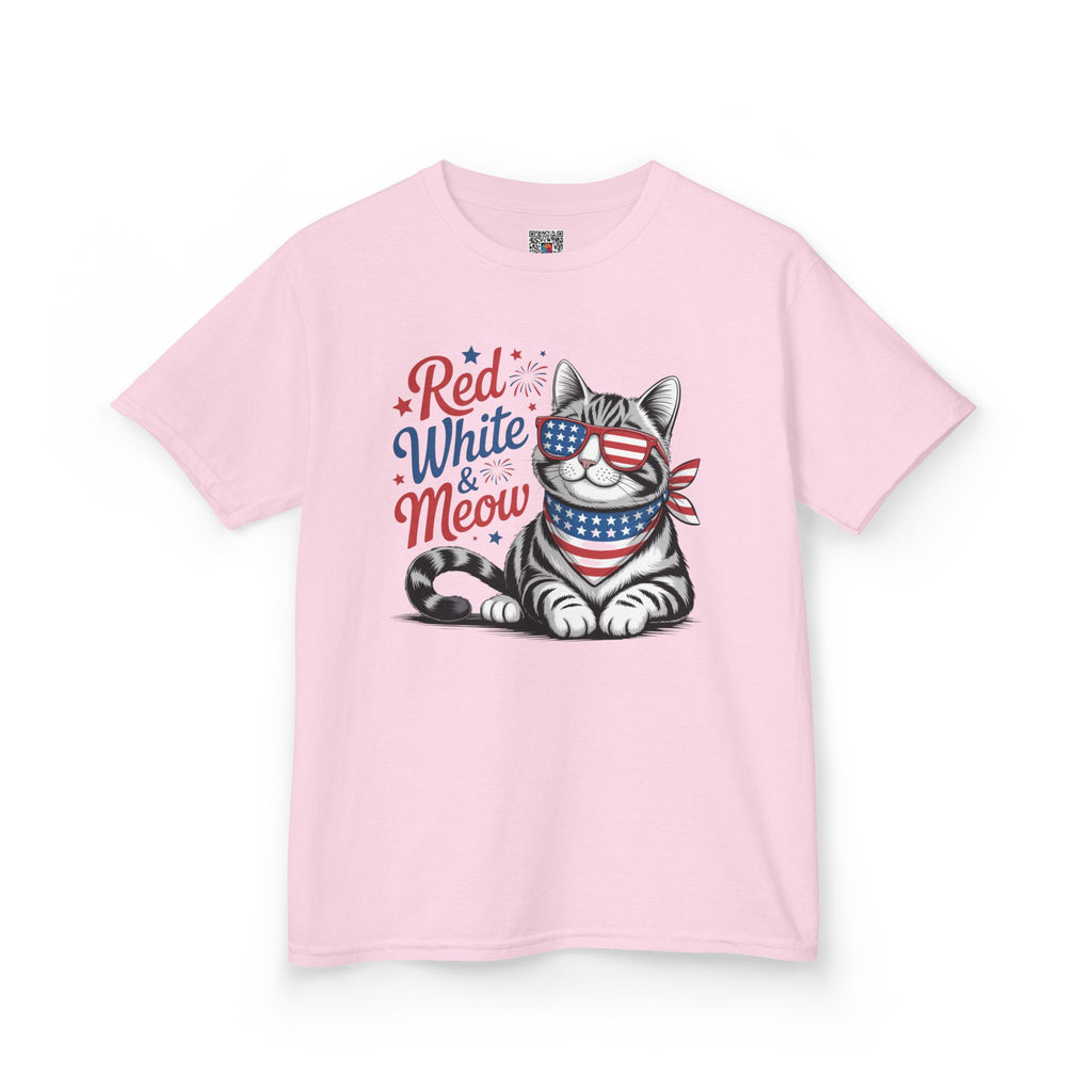 Kids Red White and Meow Tee | Patriotic Cat Graphic Design | Cr8tive Designs