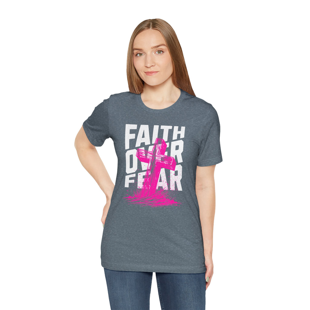 Faith Over Fear T-Shirt | Pink Cross Christian Tee | Cr8tive Designs