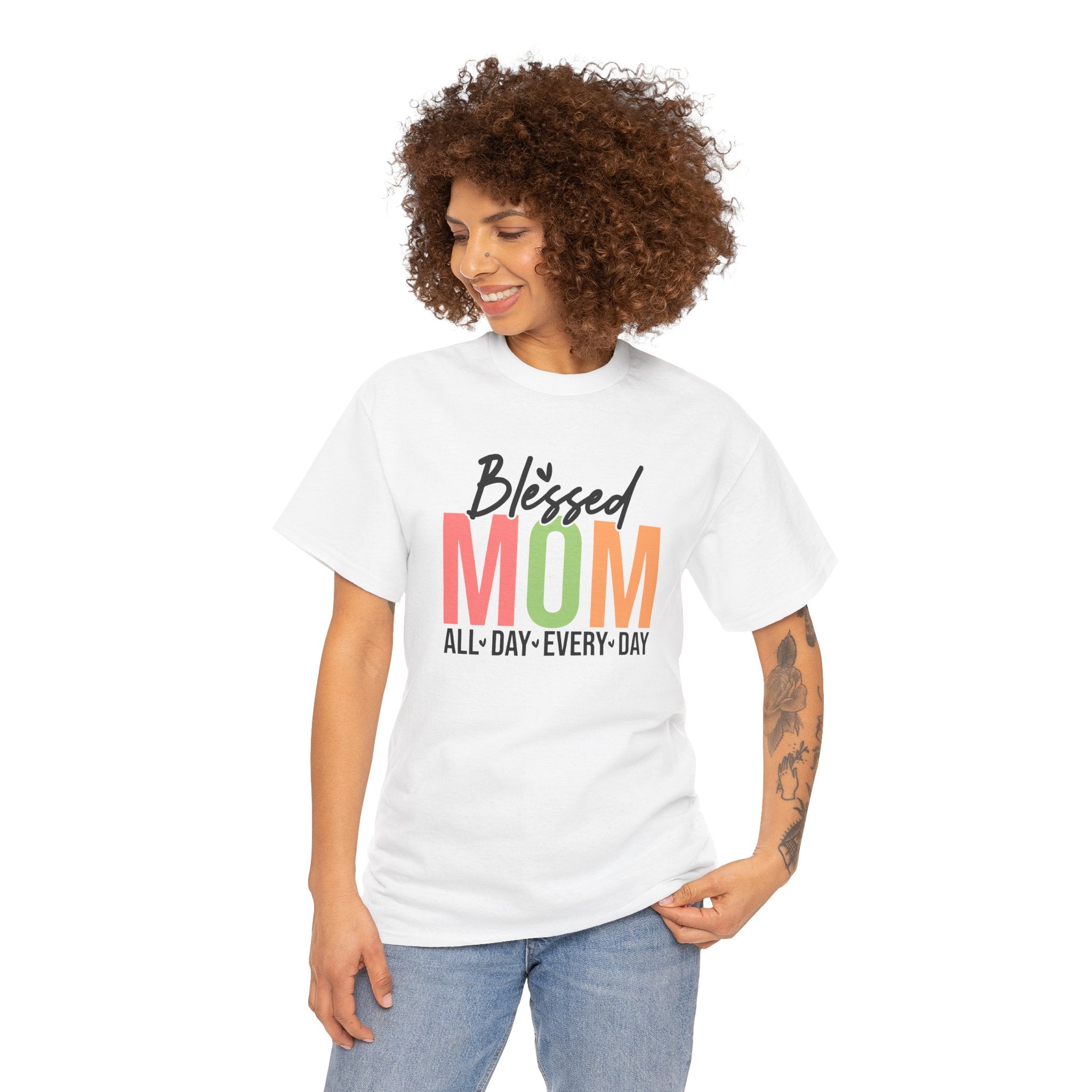 Blessed Mom T-Shirt – Cute Mother’s Day Gift Tee, “All Day Every Day” Graphic Shirt | Cr8tive Designs