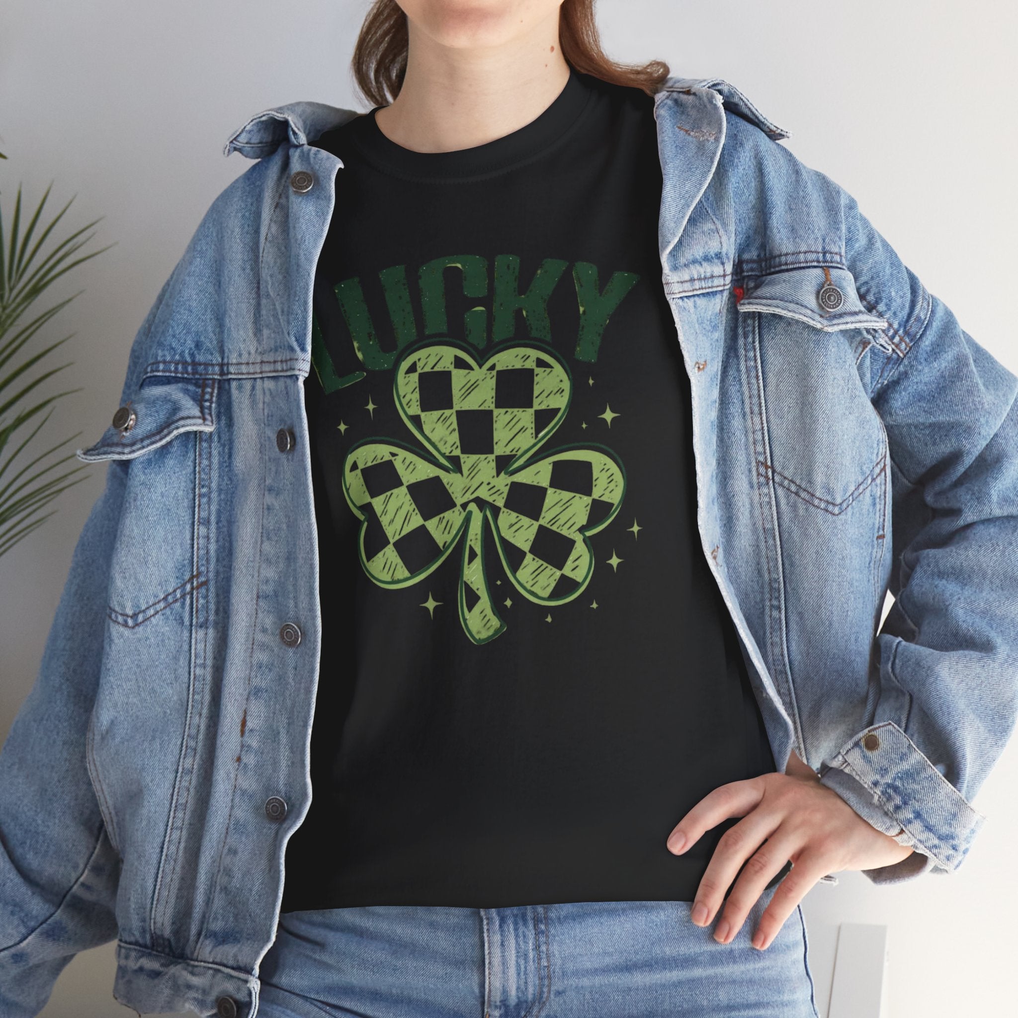 Lucky Checkerboard Shamrock T‑Shirt/Cr8tive Designs