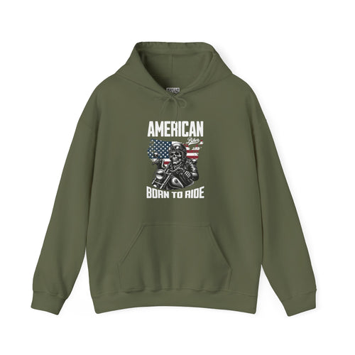 American Born to Ride Hoodie | Patriotic Motorcycle Biker Design | Cr8tive Designs