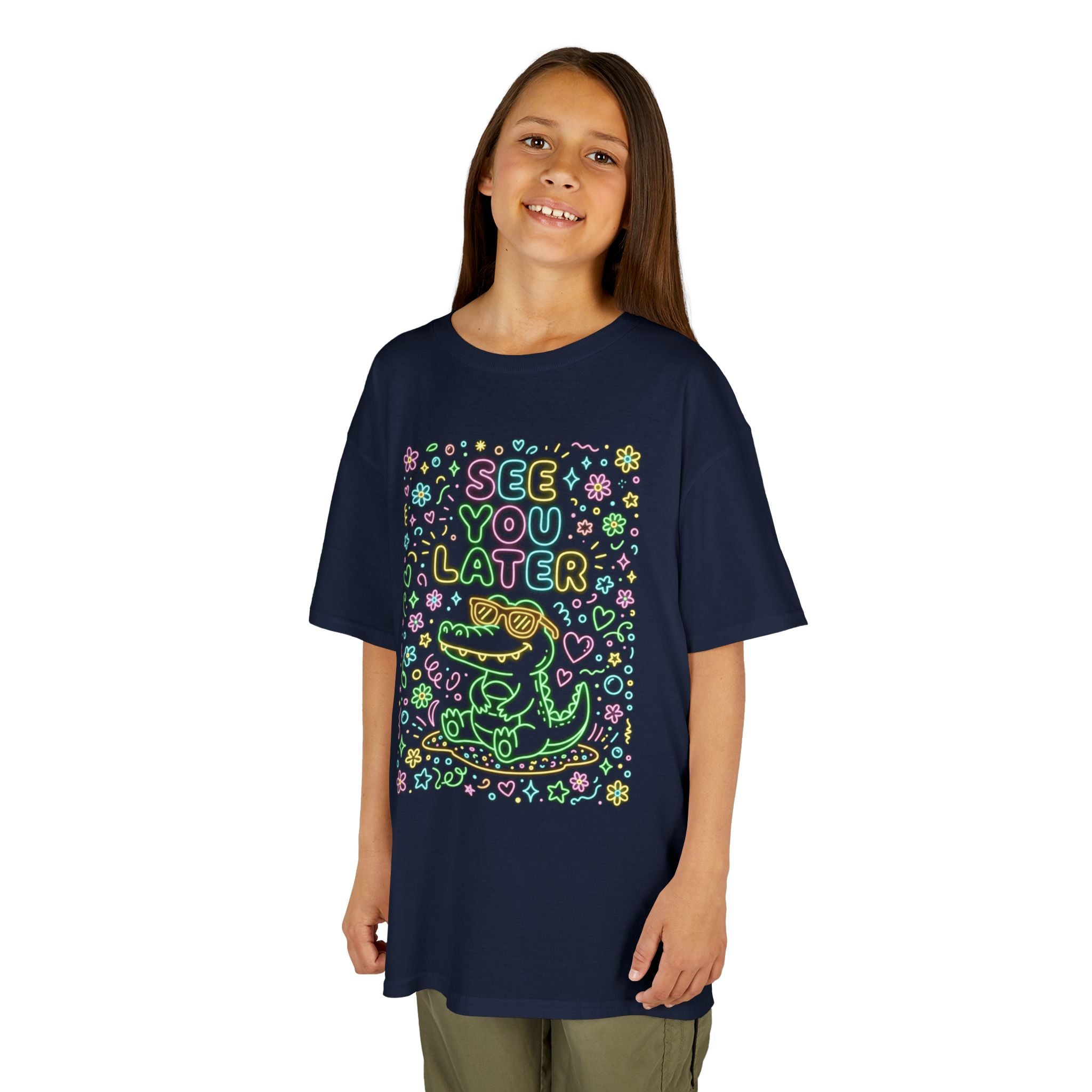Kids T-Shirt | Neon alligator "See You Later" Cute Graphic Tee | Cr8tive Designs