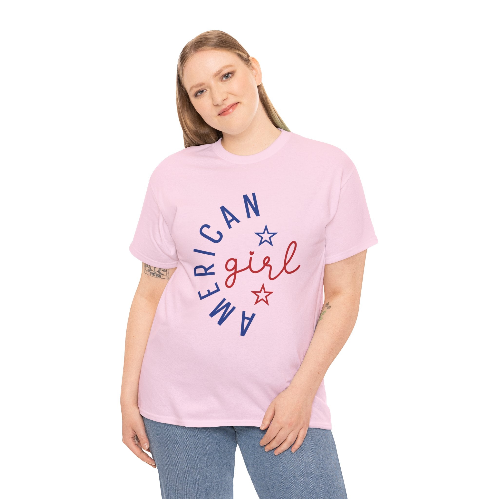 American Girl T-Shirt | Patriotic Red & Blue Star Tee| Cr8tive Designs
