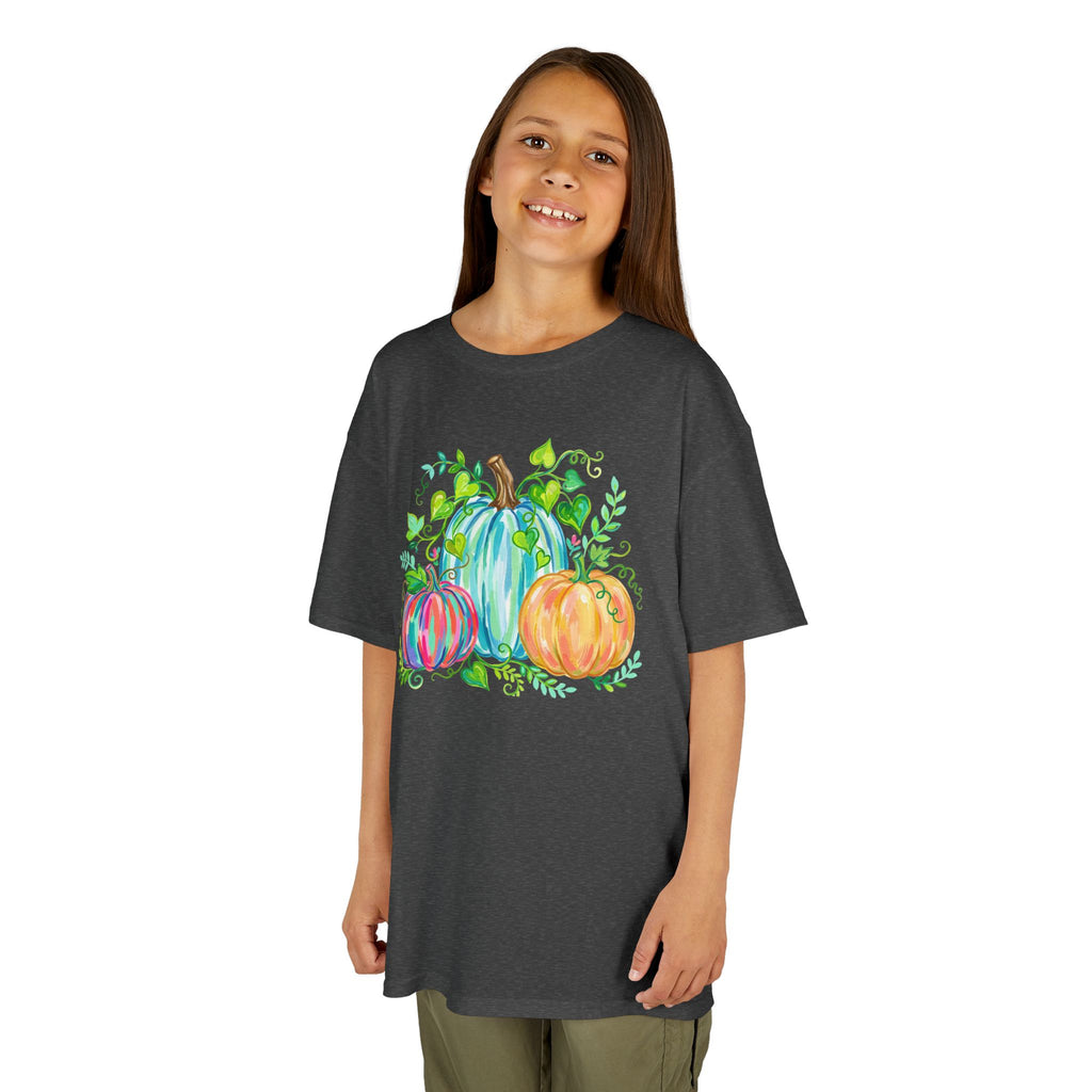 Colorful Watercolor Pumpkins Kids Tee | Bright Fall Graphic T-Shirt | Cr8tive Designs
