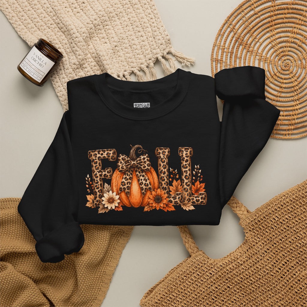 Leopard Fall Pumpkin Sweatshirt | Floral Autumn Lettering Crewneck | Cr8tive Designs
