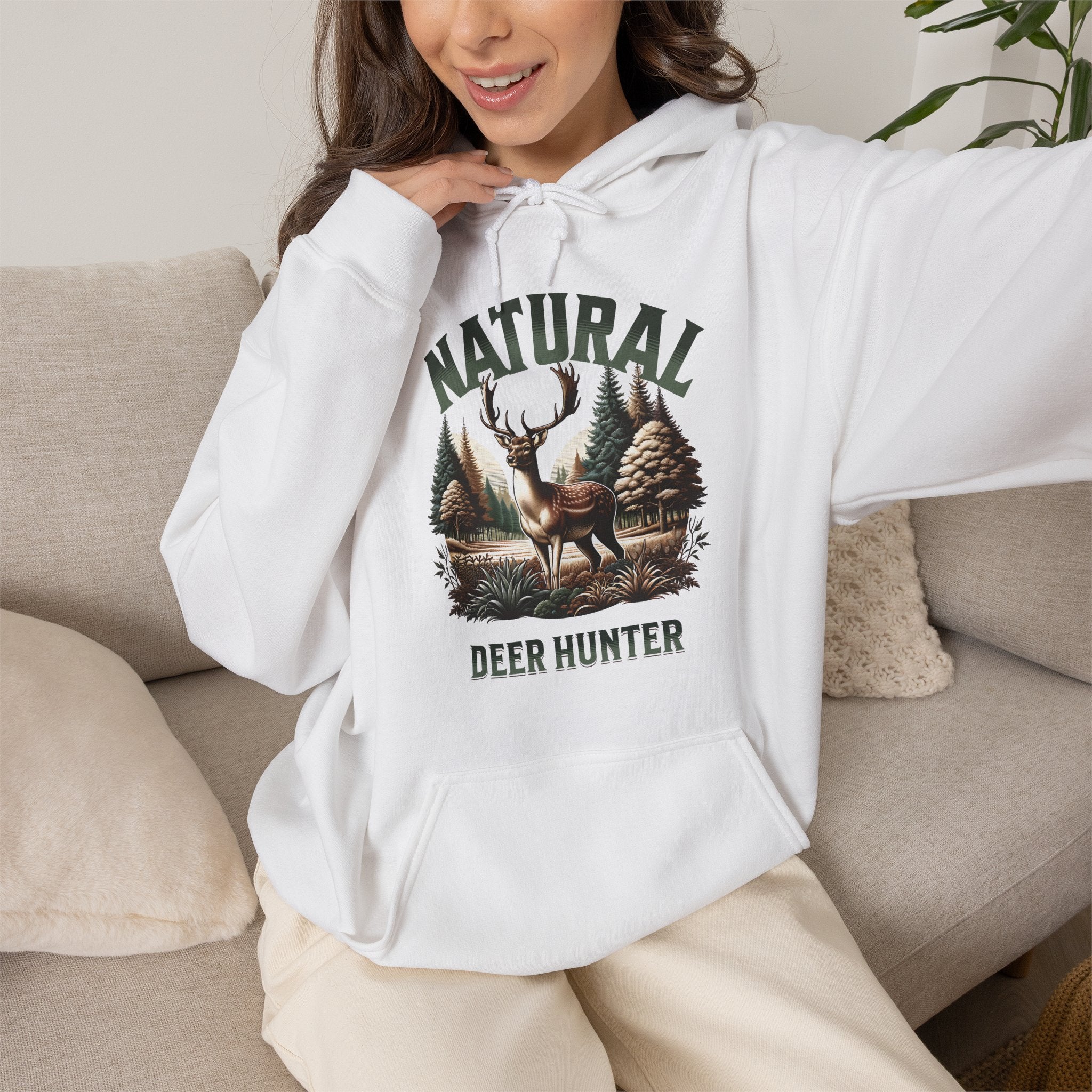 Natural Deer Hunter Hoodie | Woodland Wildlife & Hunting Design | Cr8tive Designs
