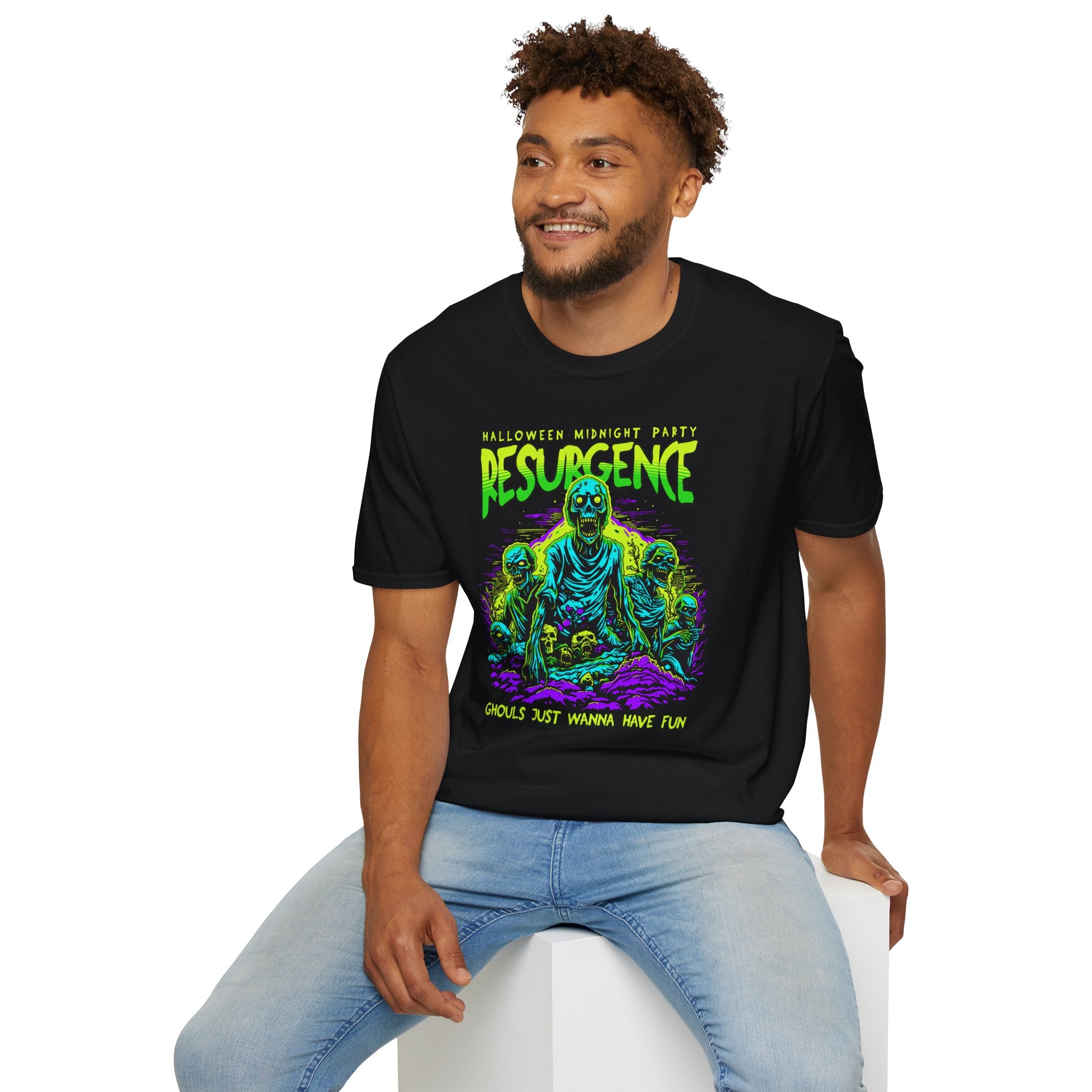 Resurgence Zombie Graphic T-Shirt | Neon Horror Halloween Tee | Cr8tive Designs