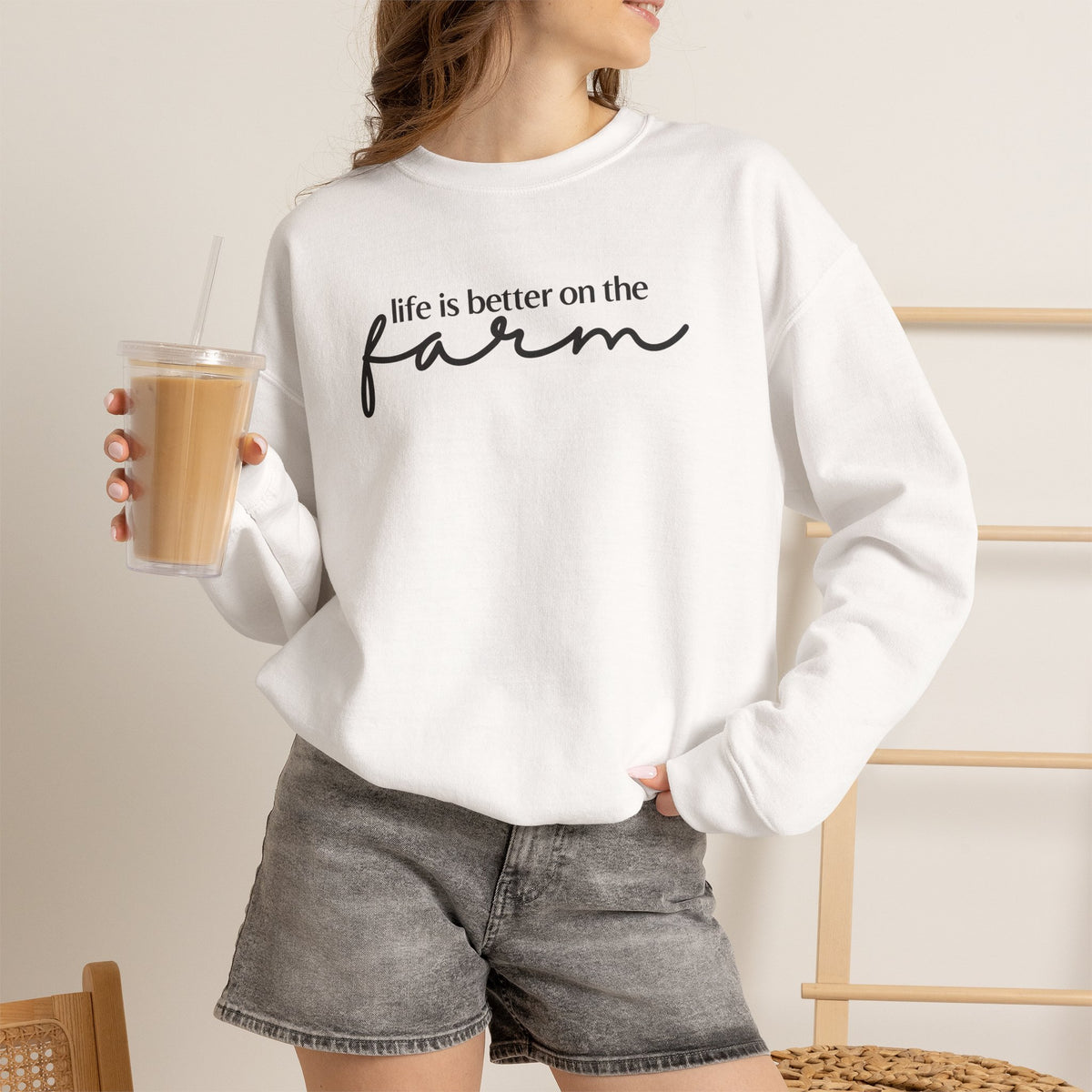 Life Is Better On The Farm Sweatshirt | Rustic Country Crewneck Pullover | Cr8tive Designs