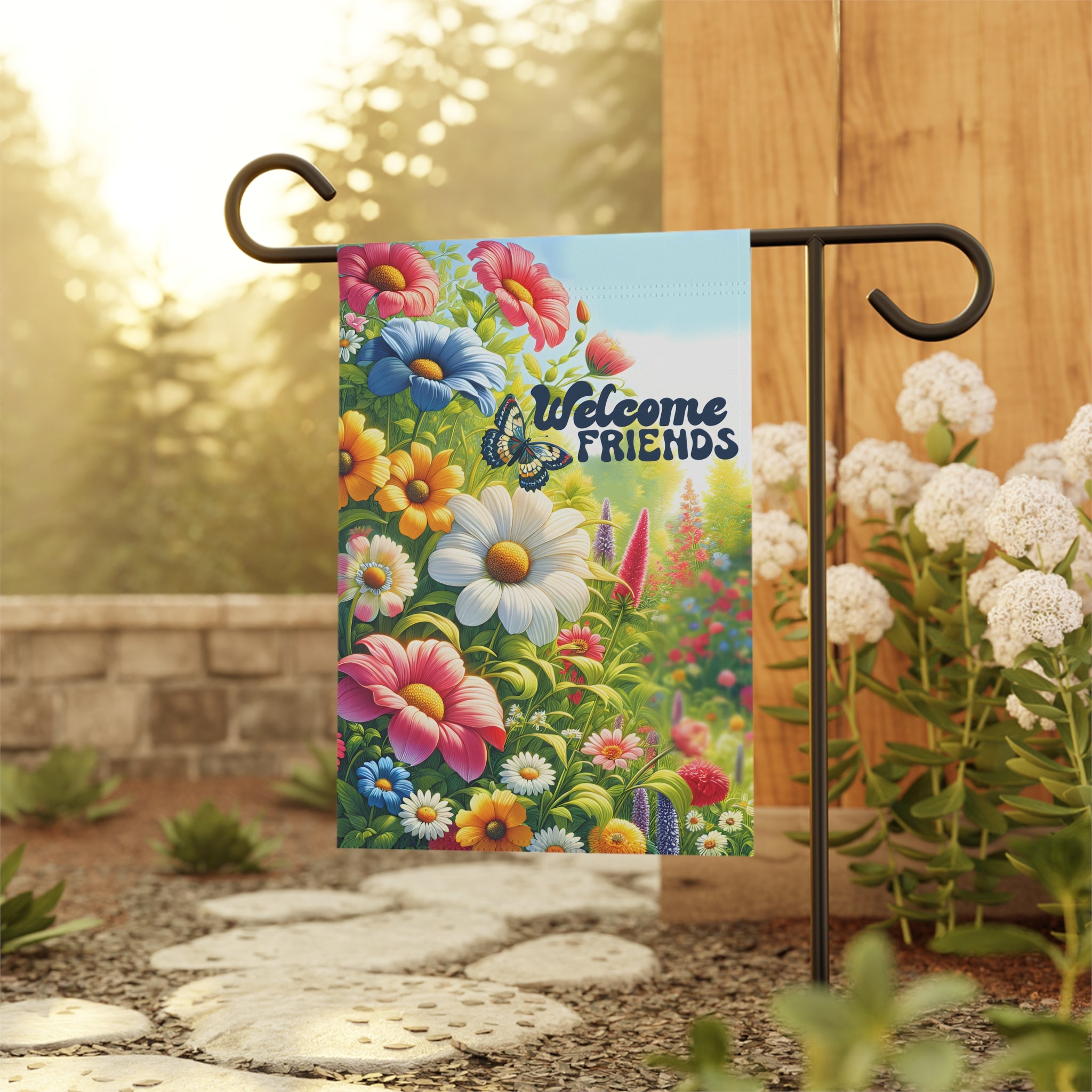 Welcome Friends Wildflower Garden Flag | Colorful Floral Garden Decor | Cr8tive Designs