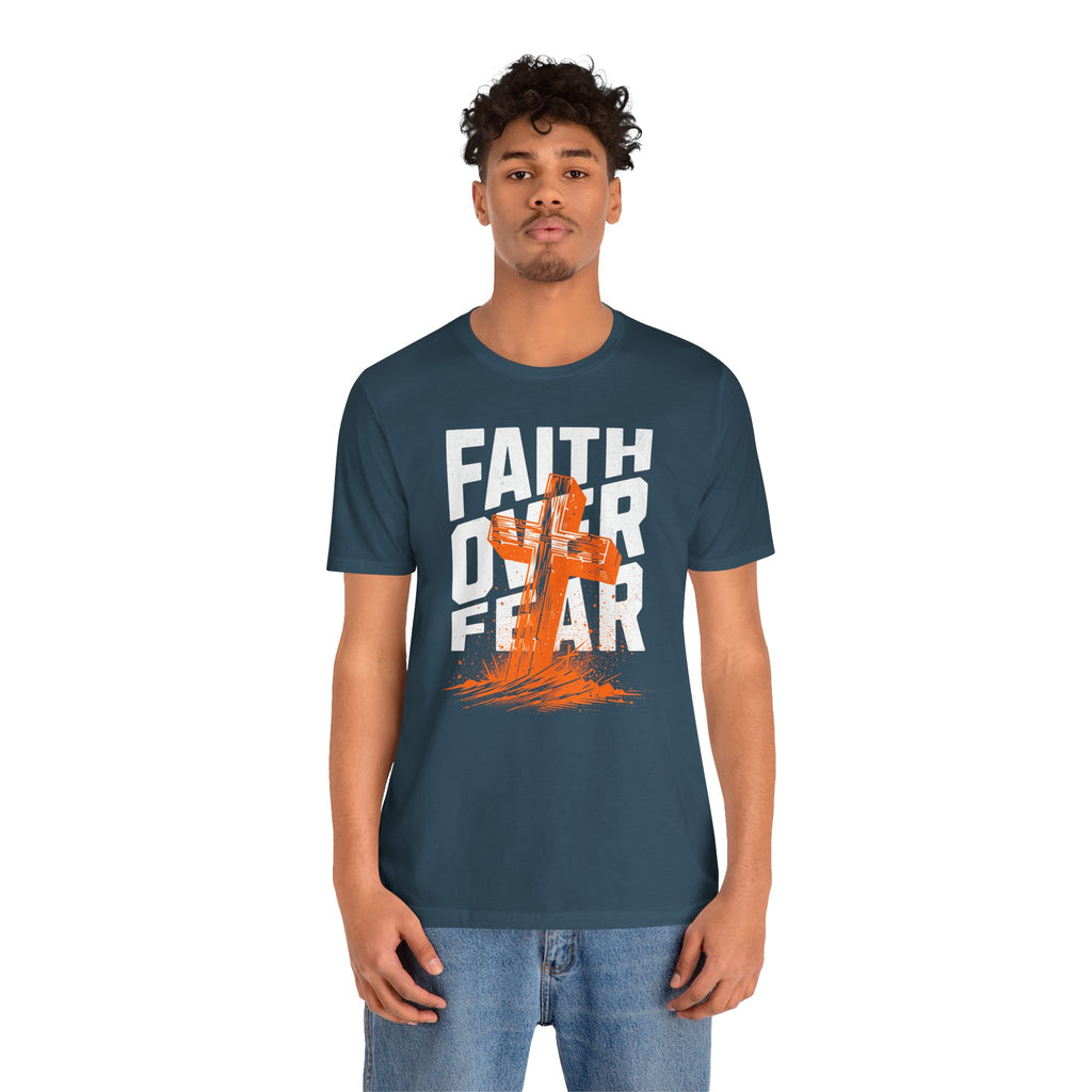 Faith Over Fear Tee | Christian Cross Inspirational Short Sleeve Shirt | Cr8tive Designs